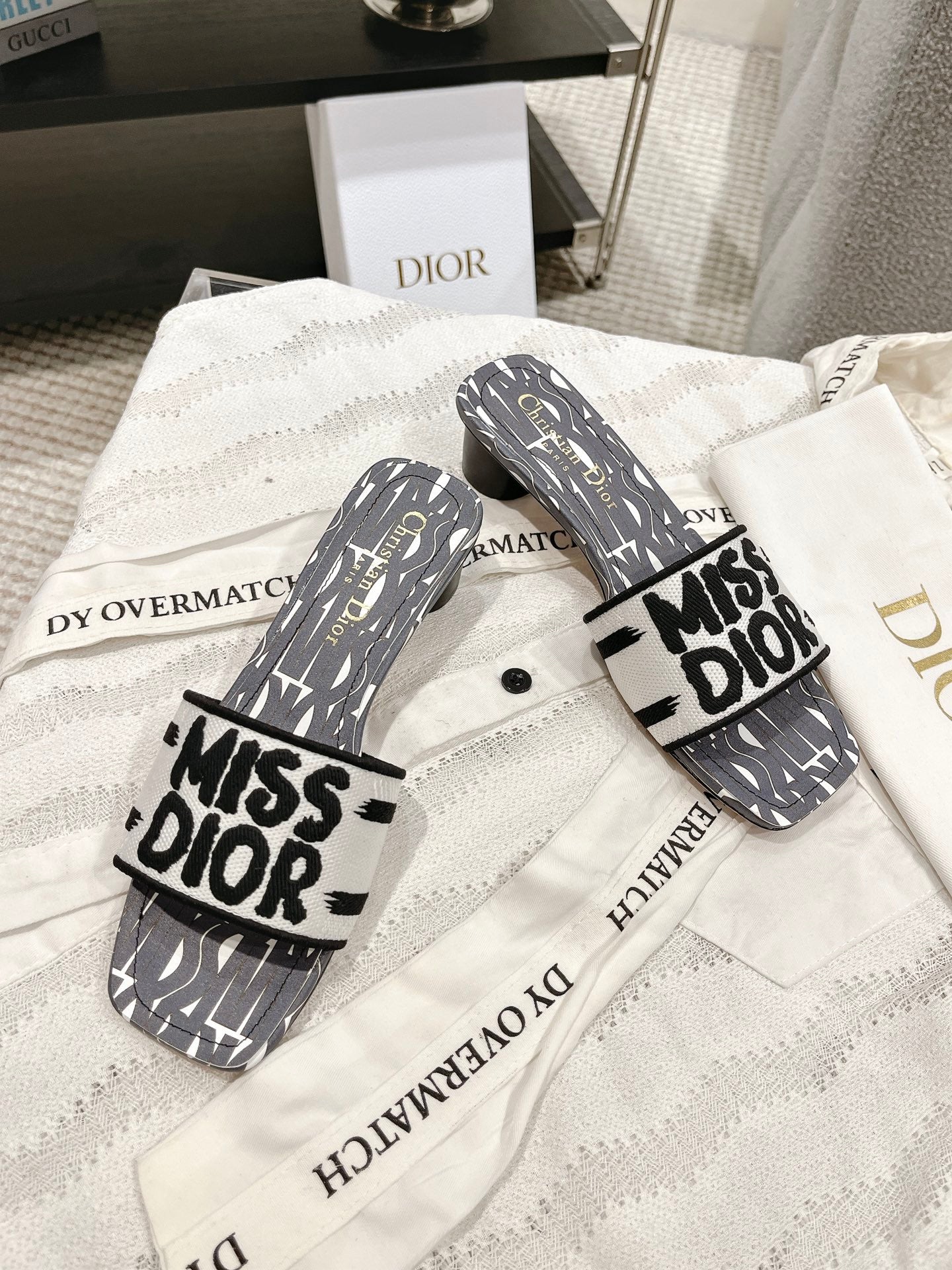 CD 25 Mid Heel Mules Cotton Fabric 241433