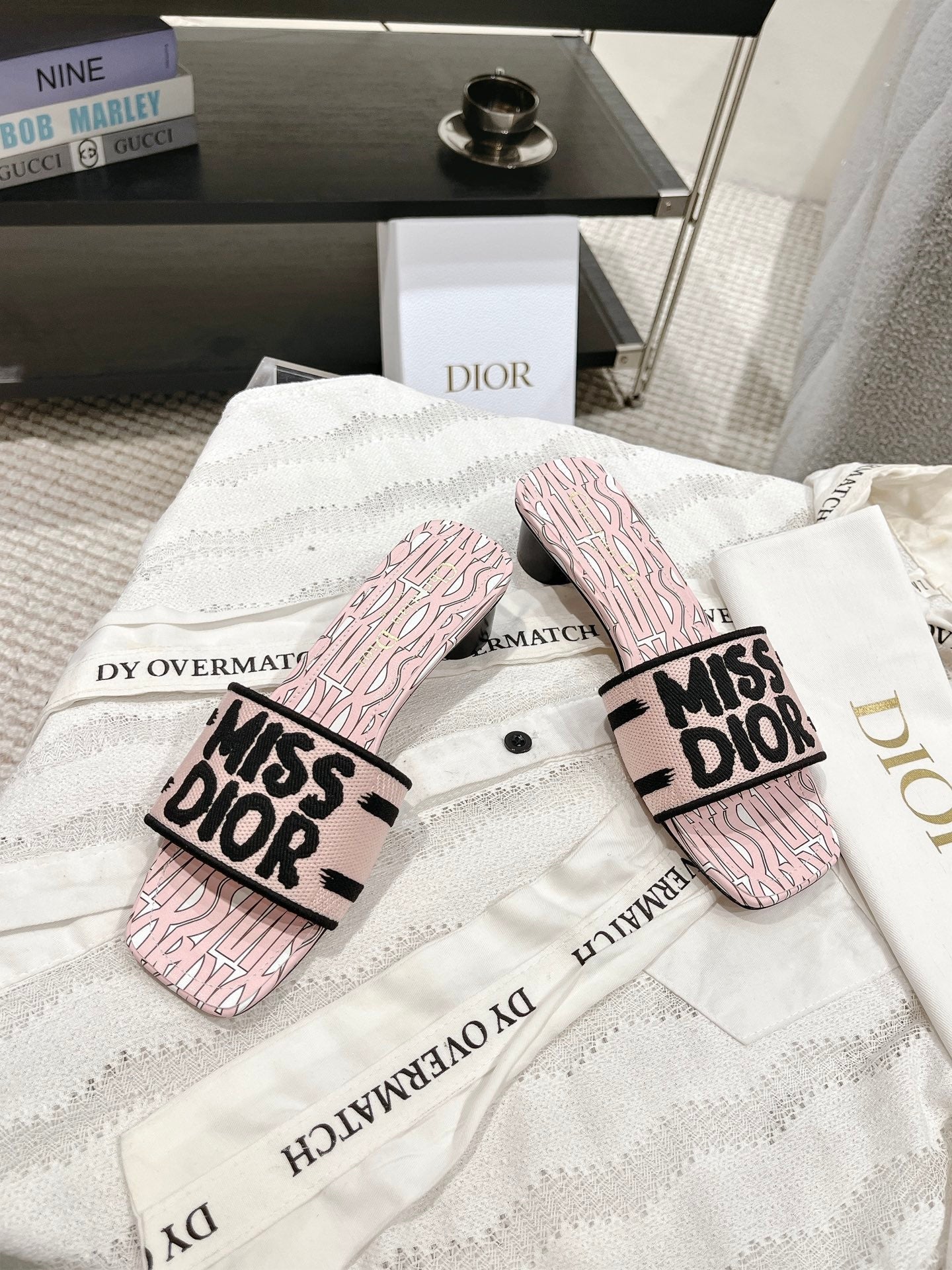 CD 25 Mid Heel Mules Cotton Fabric 241433