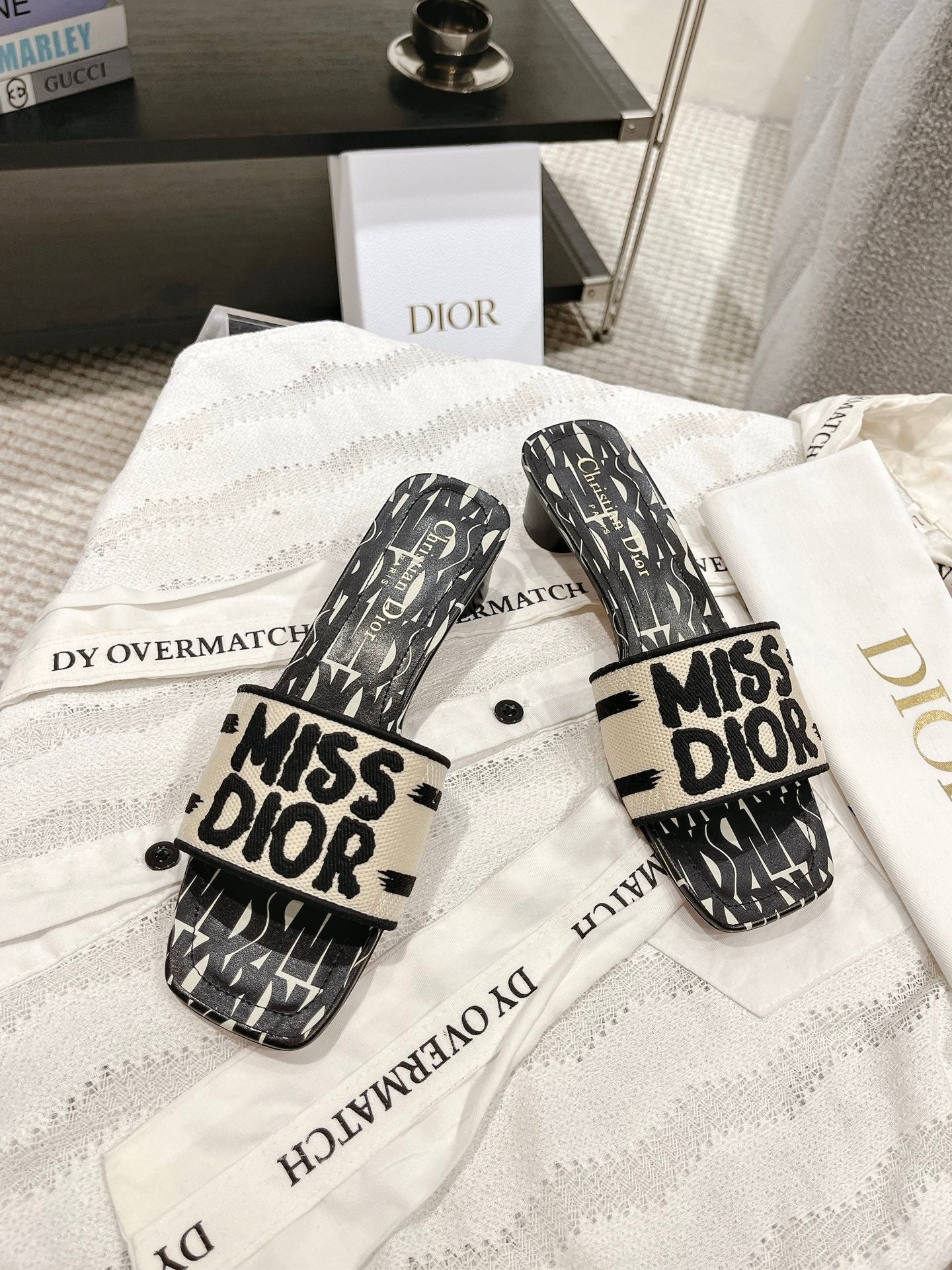 CD 25 Mid Heel Mules Cotton Fabric 241433