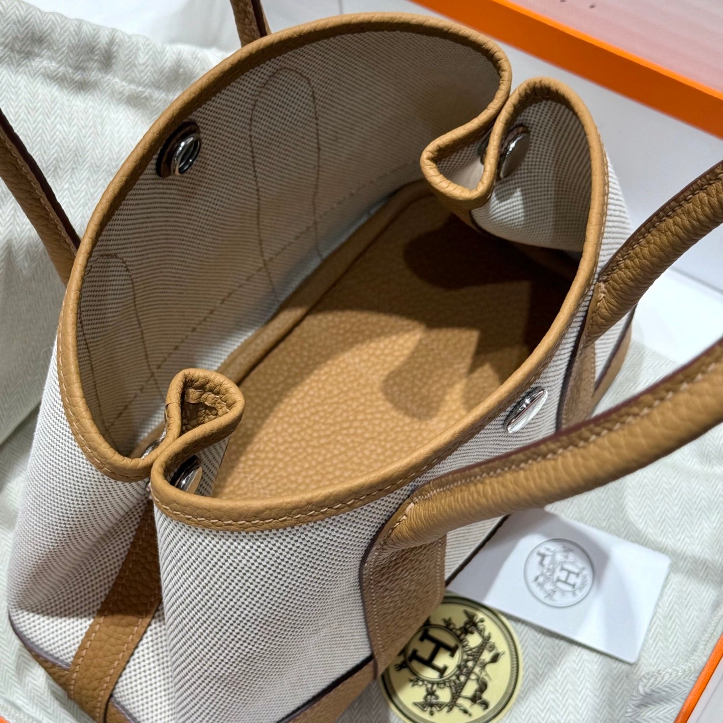 HM Neo Garden 23 bag Camel Canvas and Negonda Calfskin 243331