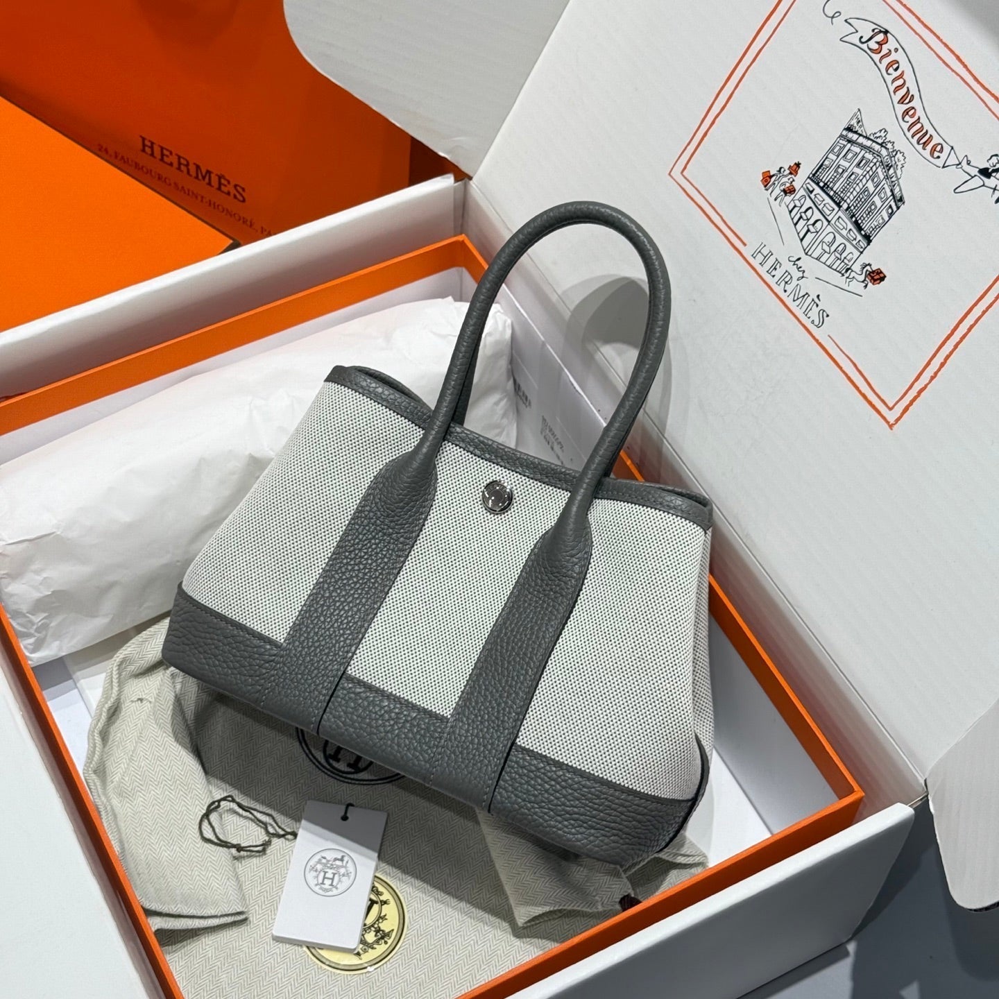 HM Neo Garden 23 bag Gray Canvas and Negonda Calfskin 243337