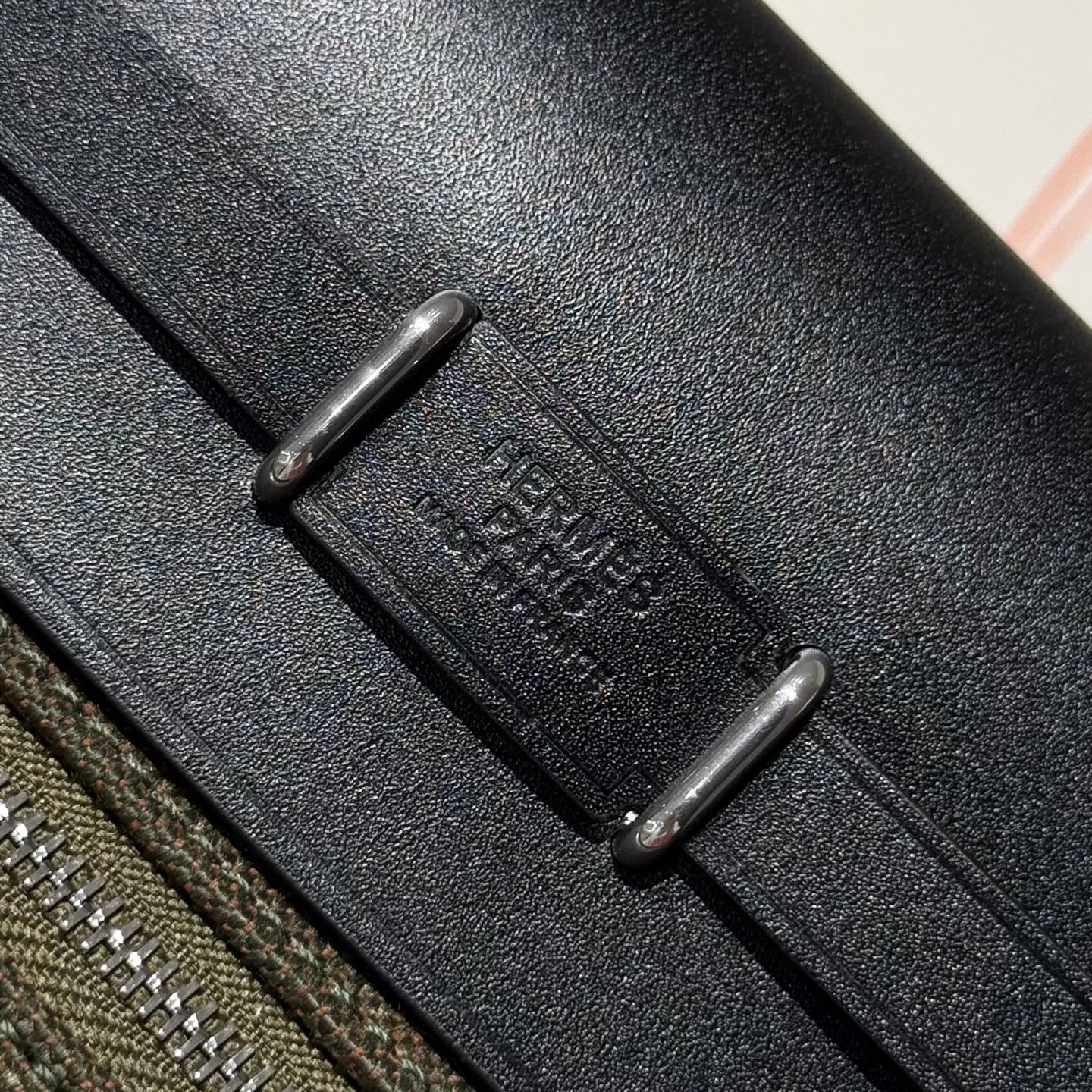 HM Herbag Silver Buckle 20 Army Green Canvas and Hunter Cowhide 243350