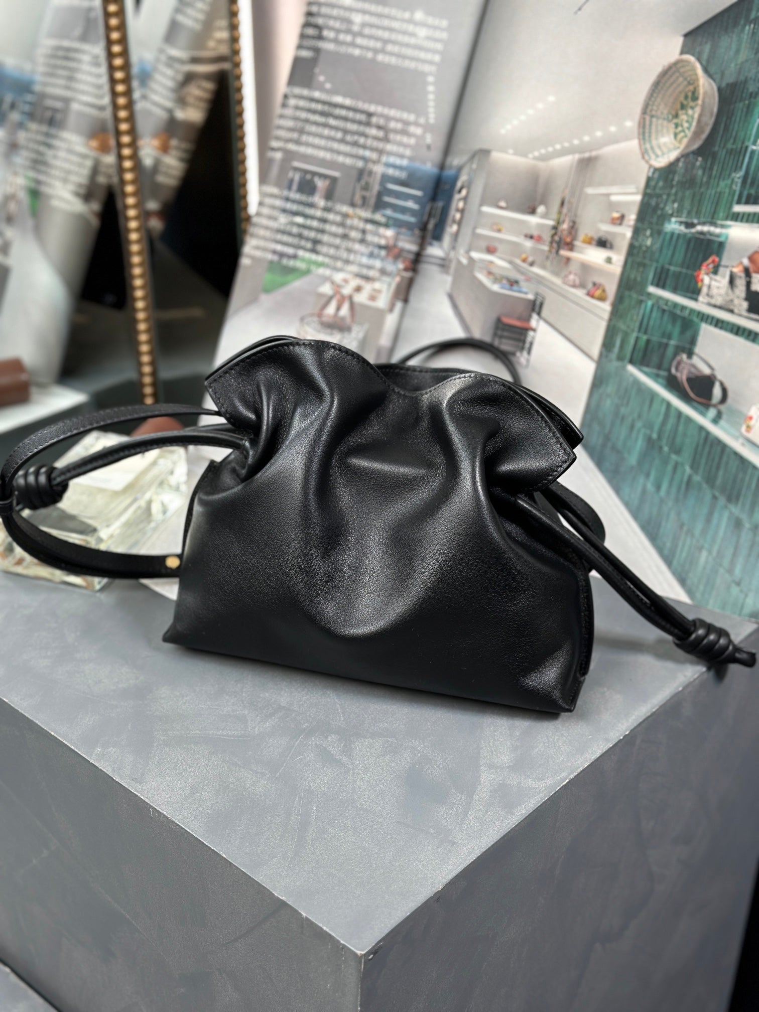 Mini Flamenco Bag 23cm Black Calfskin
