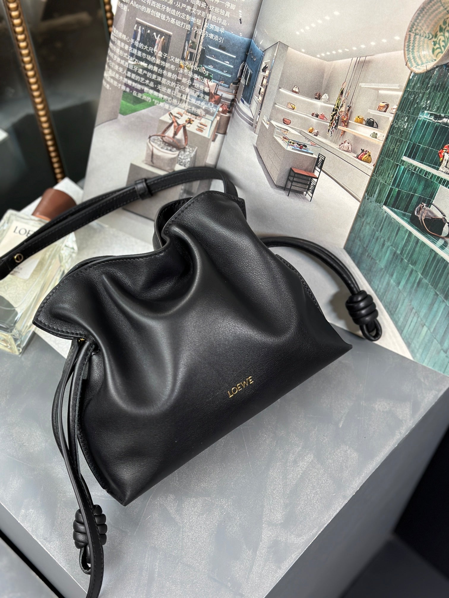 Mini Flamenco Bag 23cm Black Calfskin