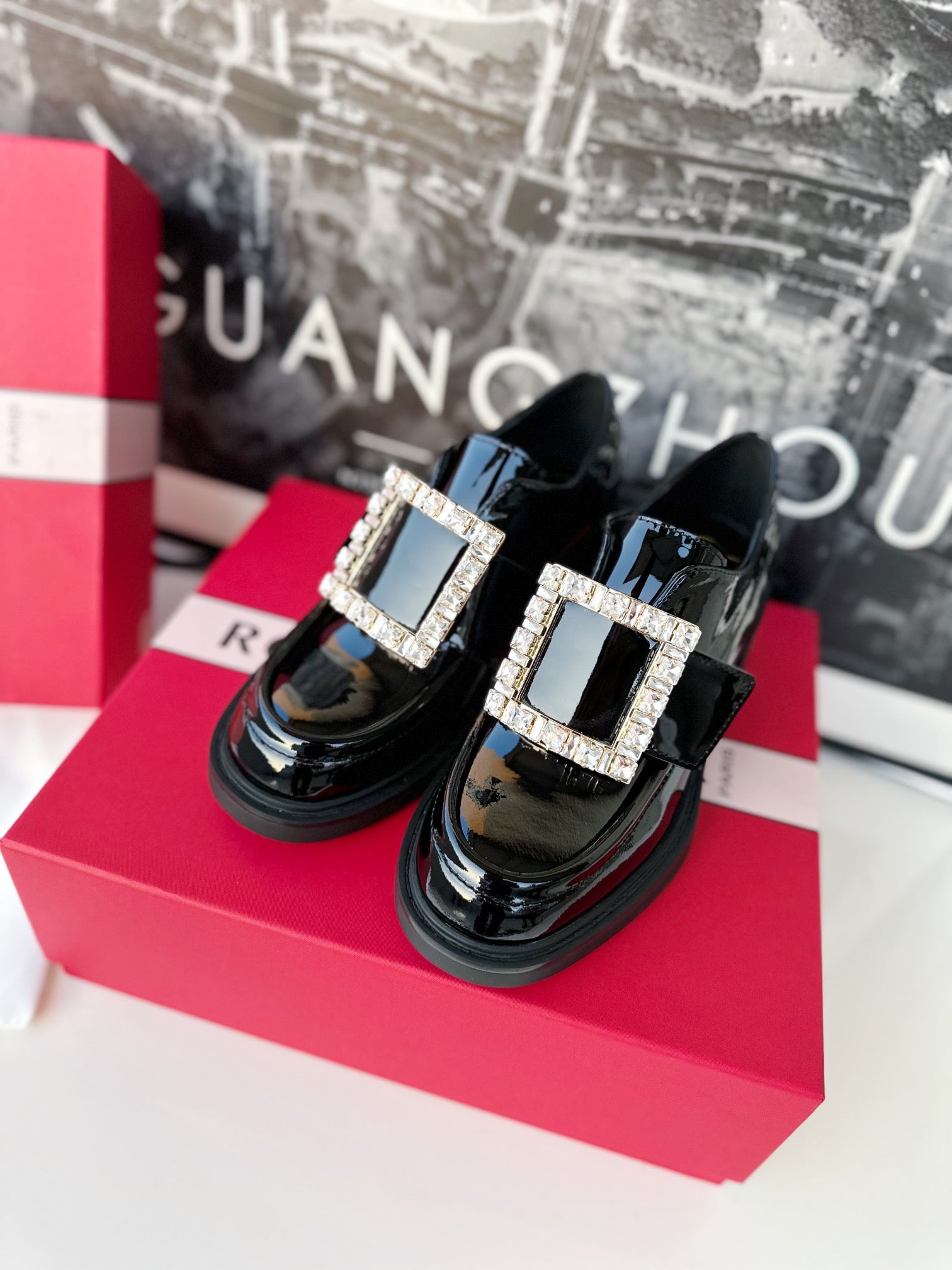 Diamond Loafers Viv Black Cowhide Patent Leather 184411
