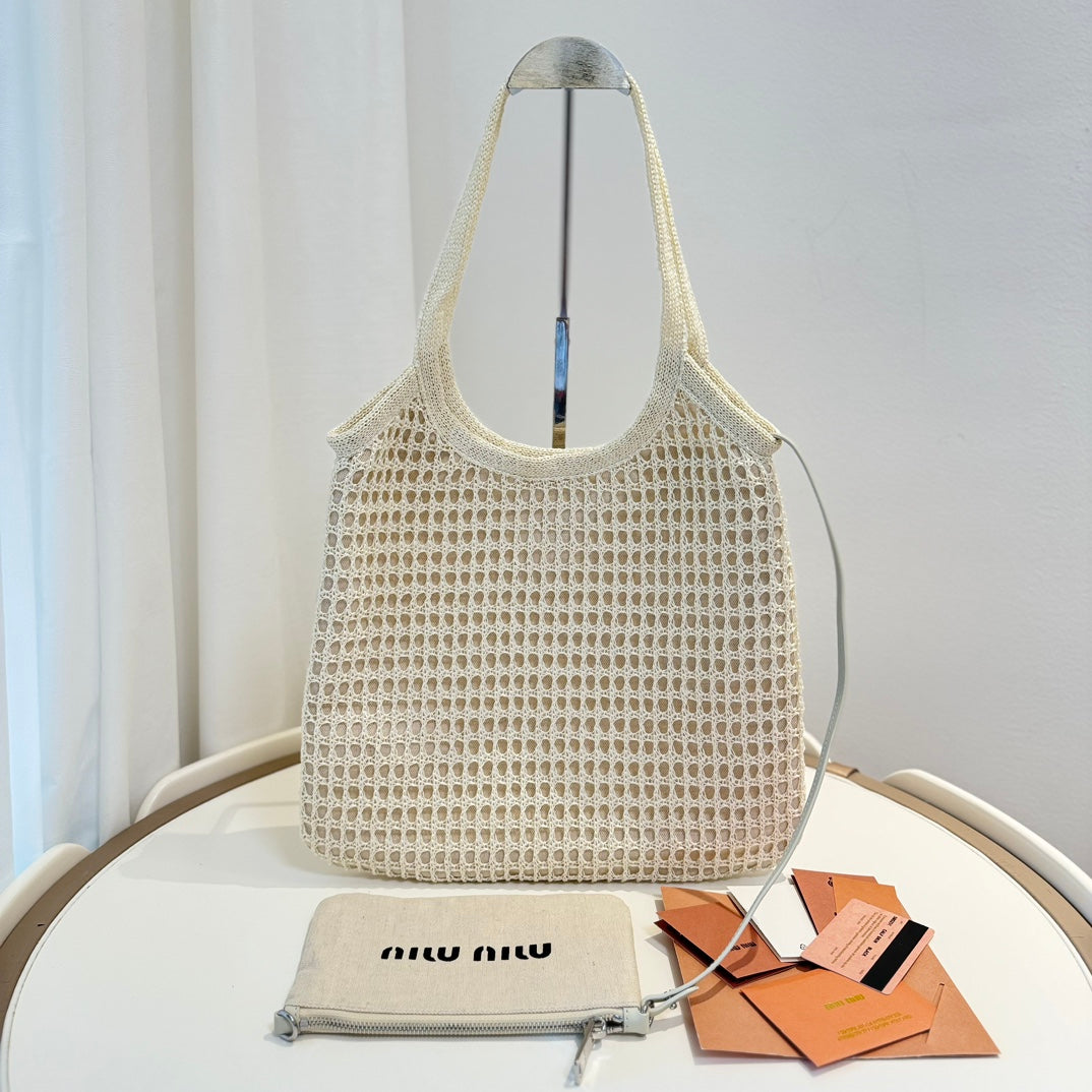 Miu' beach tote bag white canvas