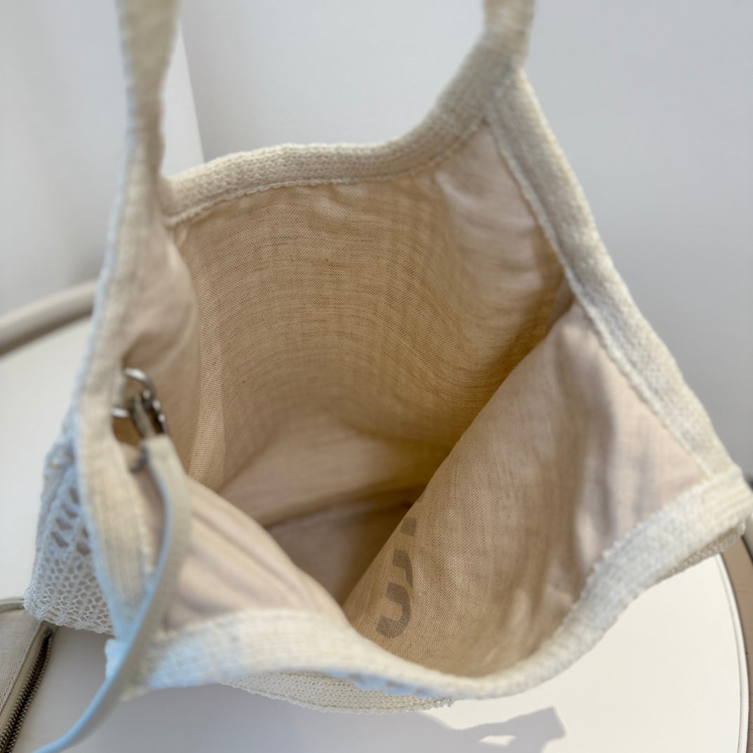 Miu' beach tote bag white canvas