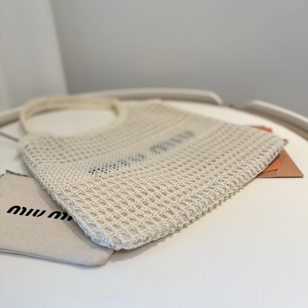 Miu' beach tote bag white canvas