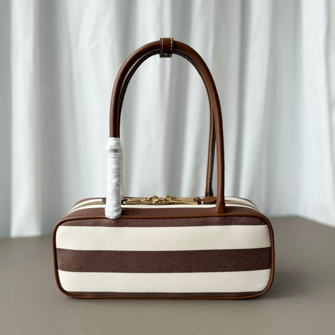 Miumiu large shoulder bag striped canvas