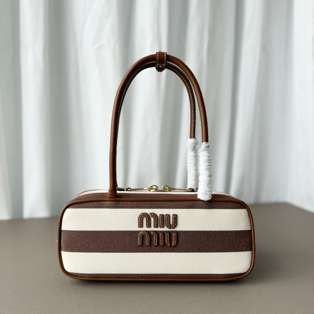 Miumiu large shoulder bag striped canvas