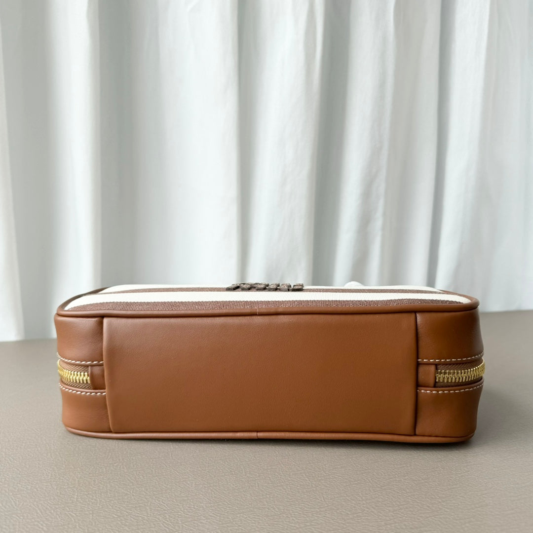 Miumiu large shoulder bag striped canvas