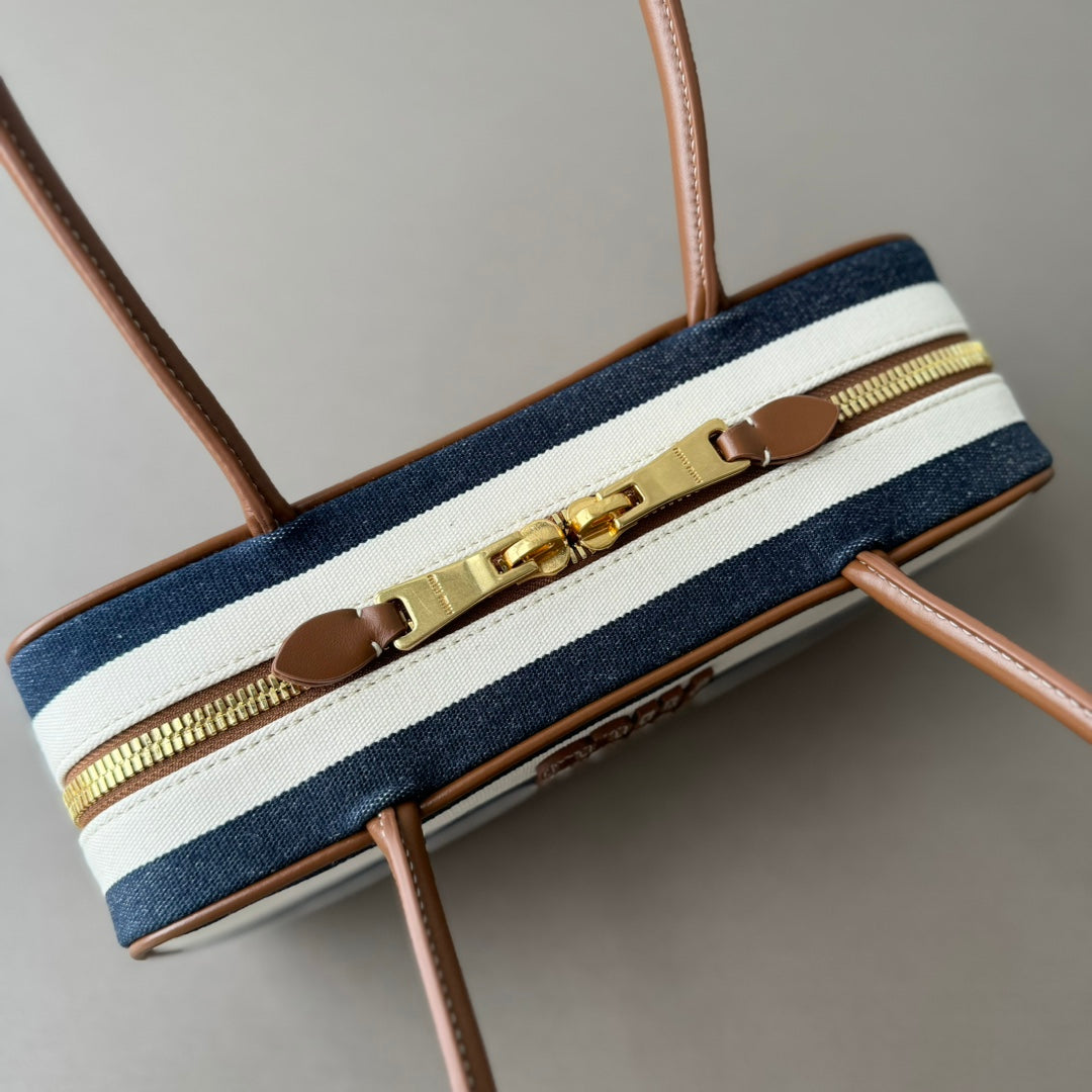 Miumiu large shoulder bag striped canvas