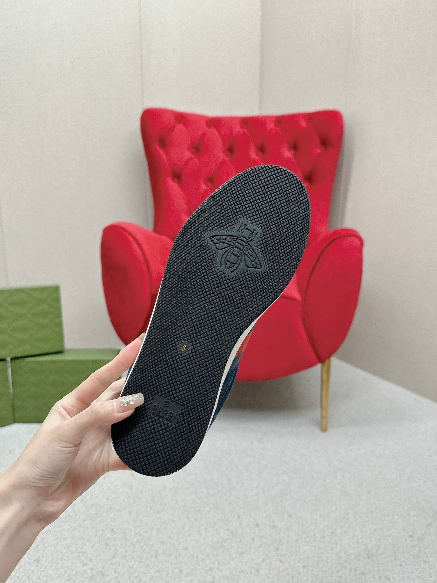 GG WOMEN'S SCREENER TRAINER DENIM CALFSKIN