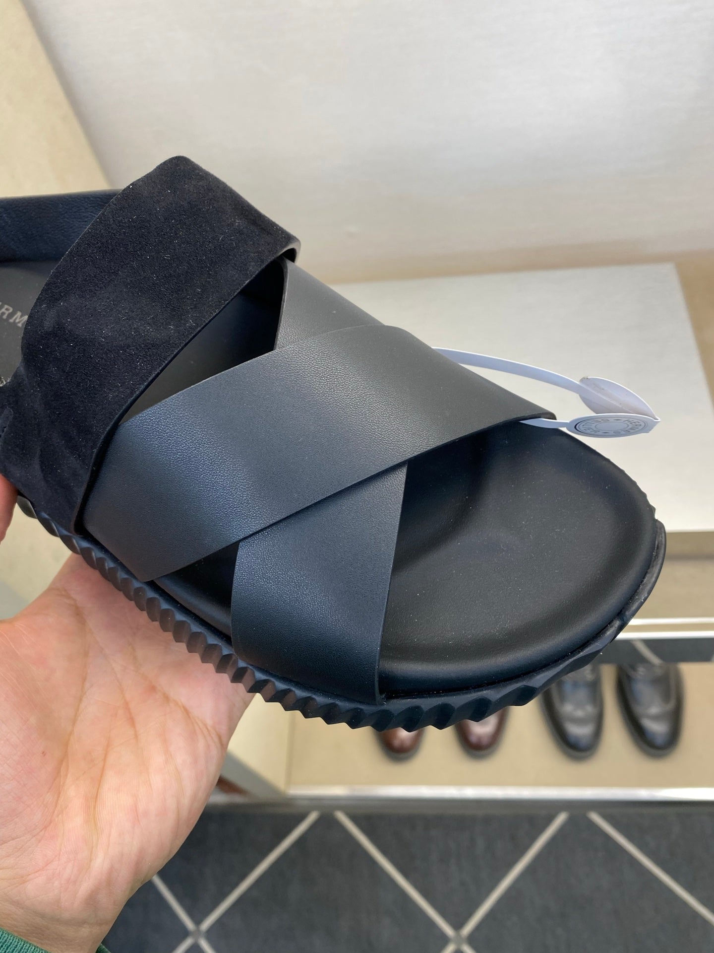 HM Men's Electric Sandals Black Suede Calfskin 602591