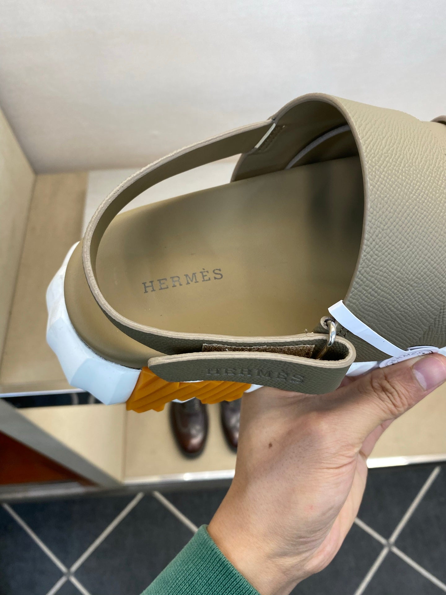 HM Men's Electric Sandals Moss Green Calfskin 602595