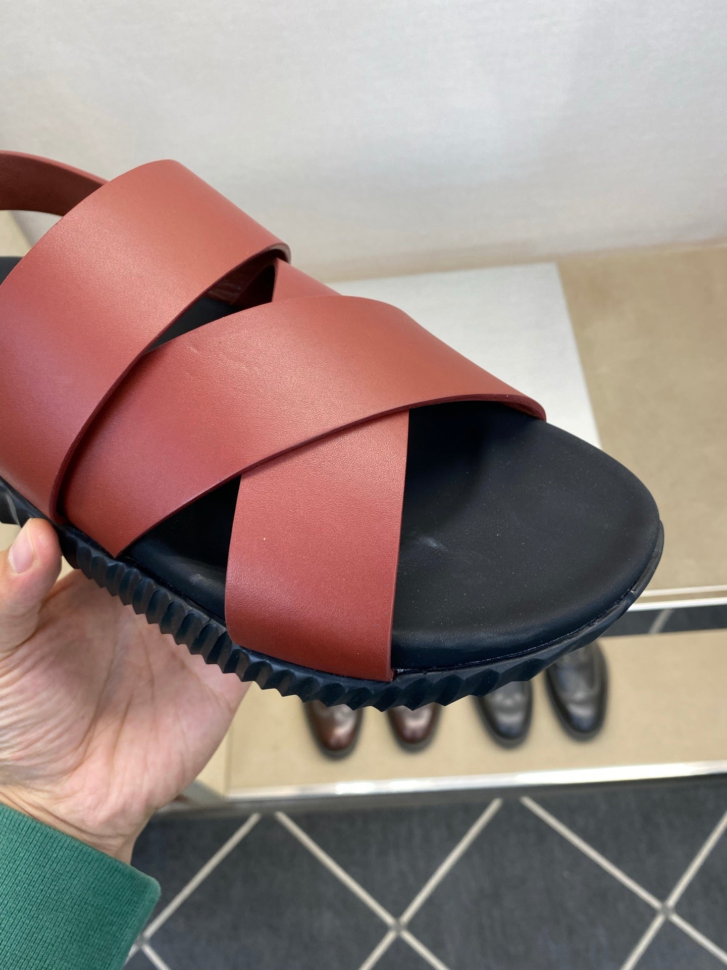 HM Men's Electric Sandals Red Calfskin 602597