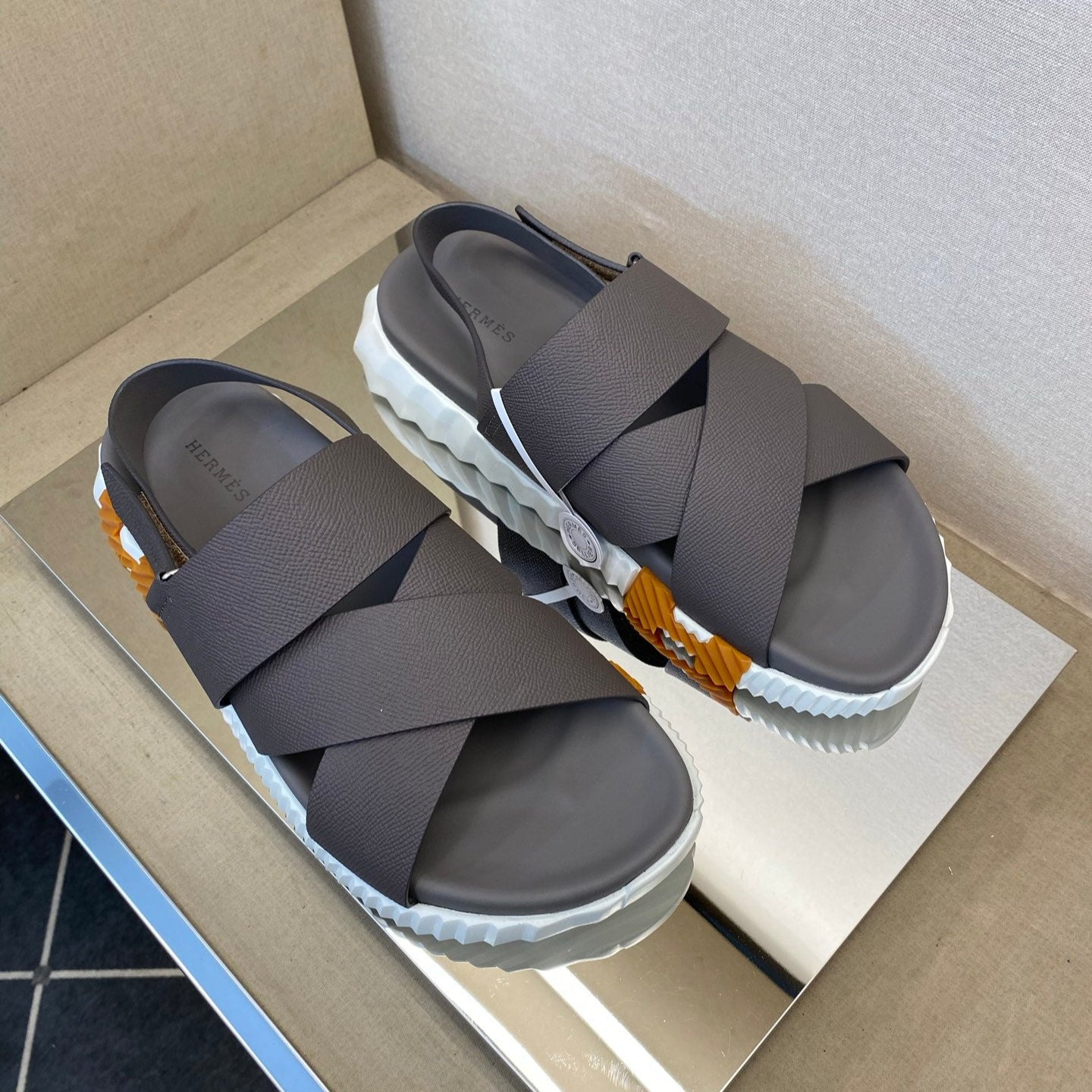 HM Men's Electric Sandals Dark Grey Calfskin 602600