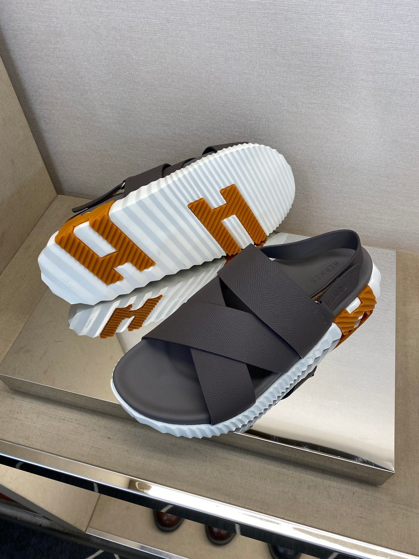 HM Men's Electric Sandals Dark Grey Calfskin 602600