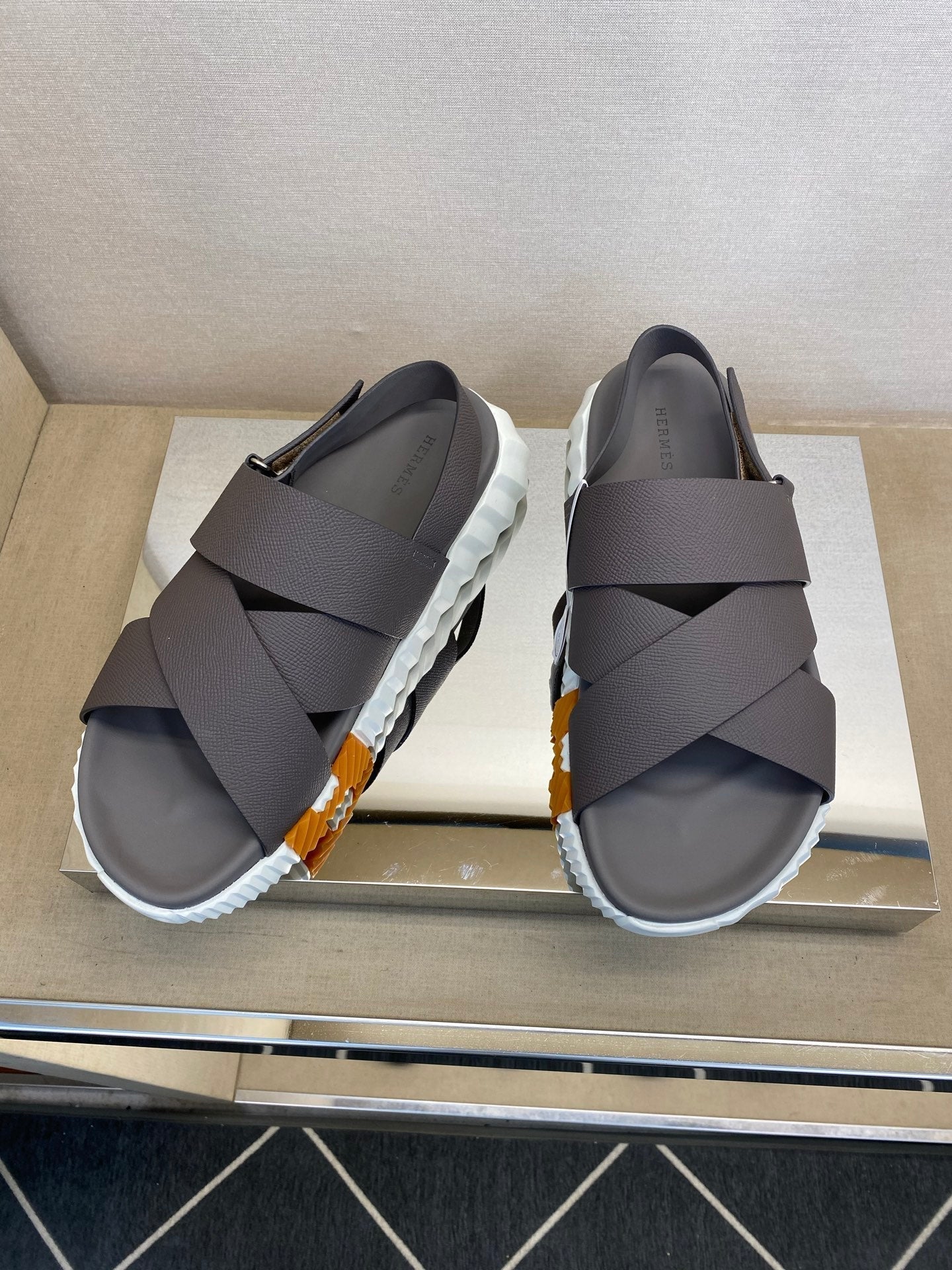 HM Men's Electric Sandals Dark Grey Calfskin 602600