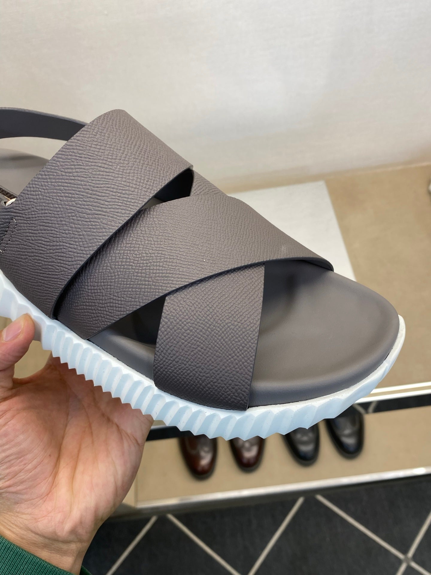 HM Men's Electric Sandals Dark Grey Calfskin 602600