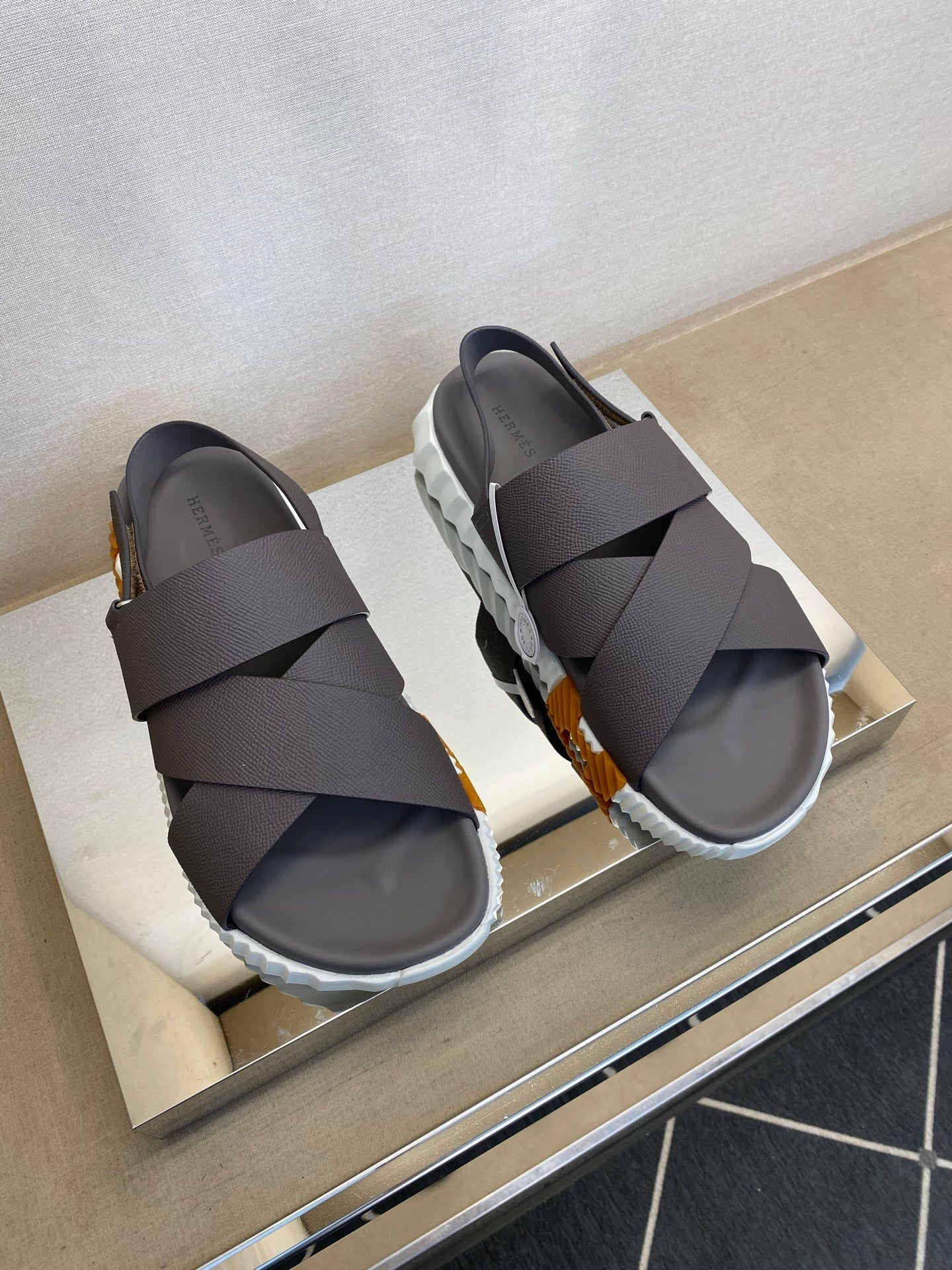 HM Men's Electric Sandals Dark Grey Calfskin 602600