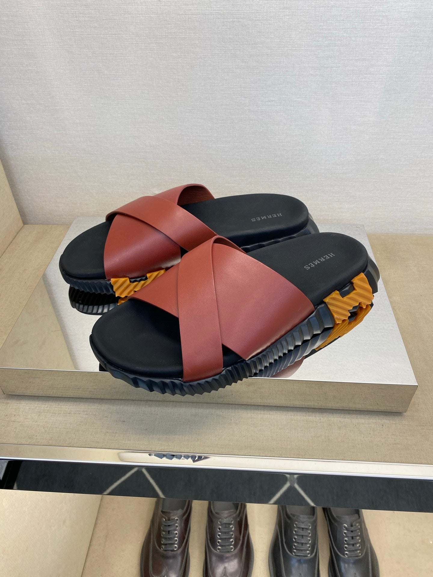 HM Men's Infra Slide Red Calfskin 602605