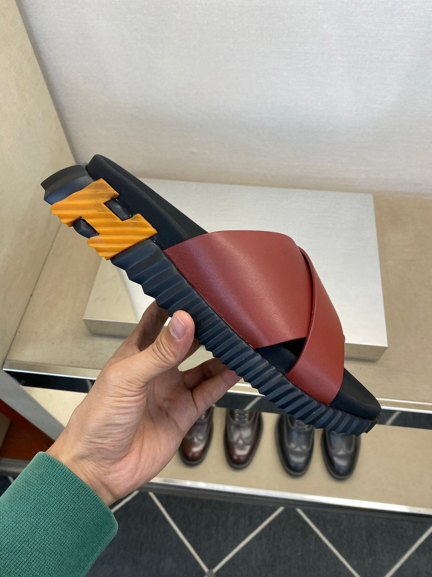 HM Men's Infra Slide Red Calfskin 602605