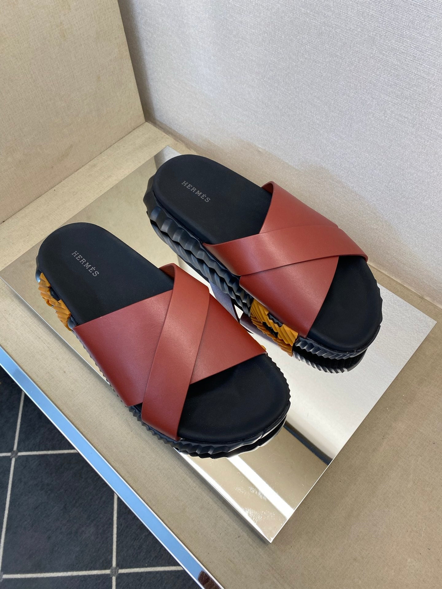 HM Men's Infra Slide Red Calfskin 602605