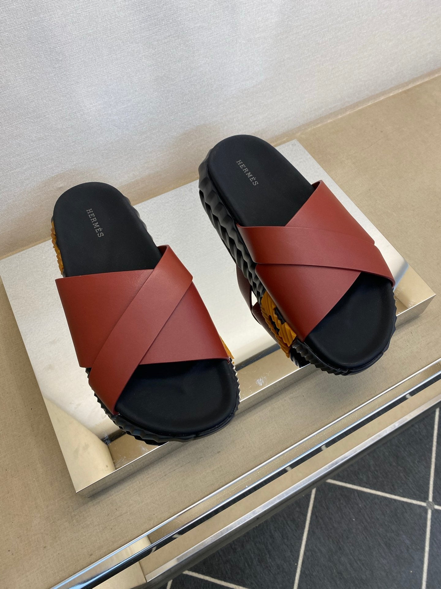 HM Men's Infra Slide Red Calfskin 602605