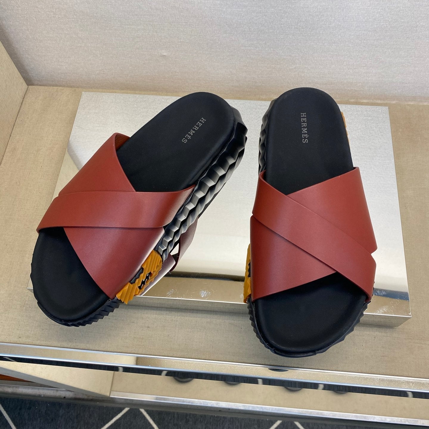 HM Men's Infra Slide Red Calfskin 602605