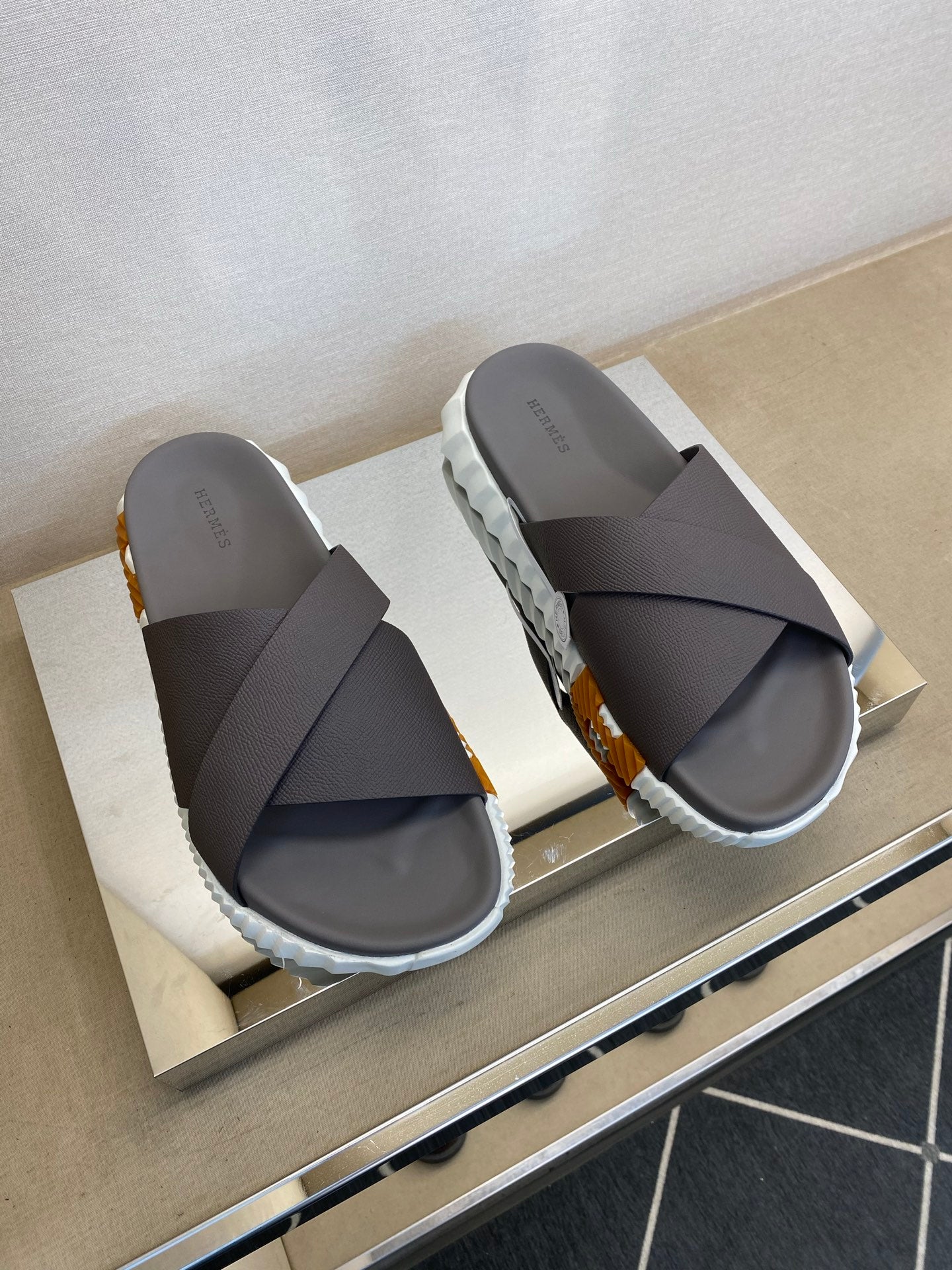 HM Men's Infra Slide Grey Calfskin 602606