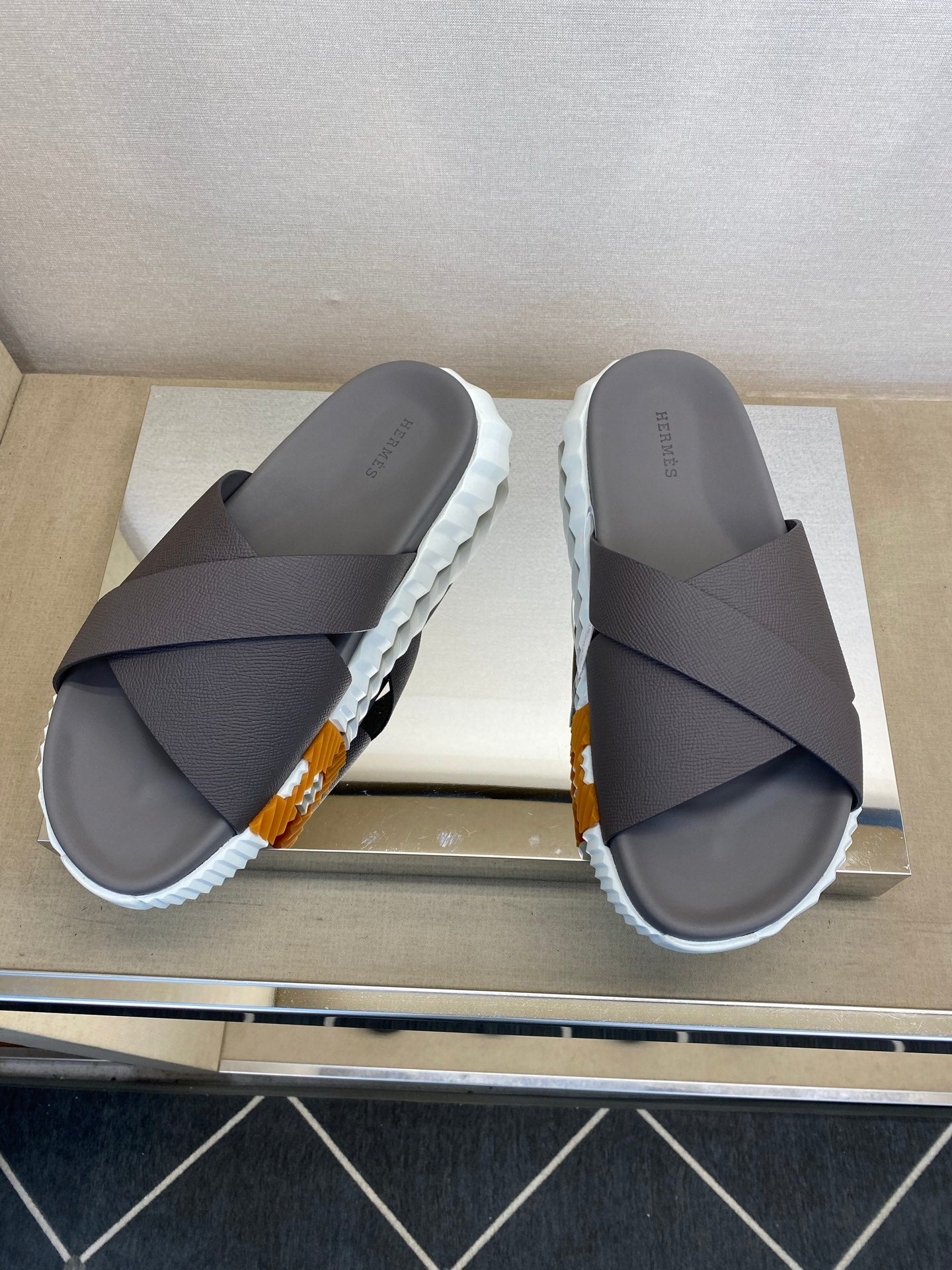 HM Men's Infra Slide Grey Calfskin 602606