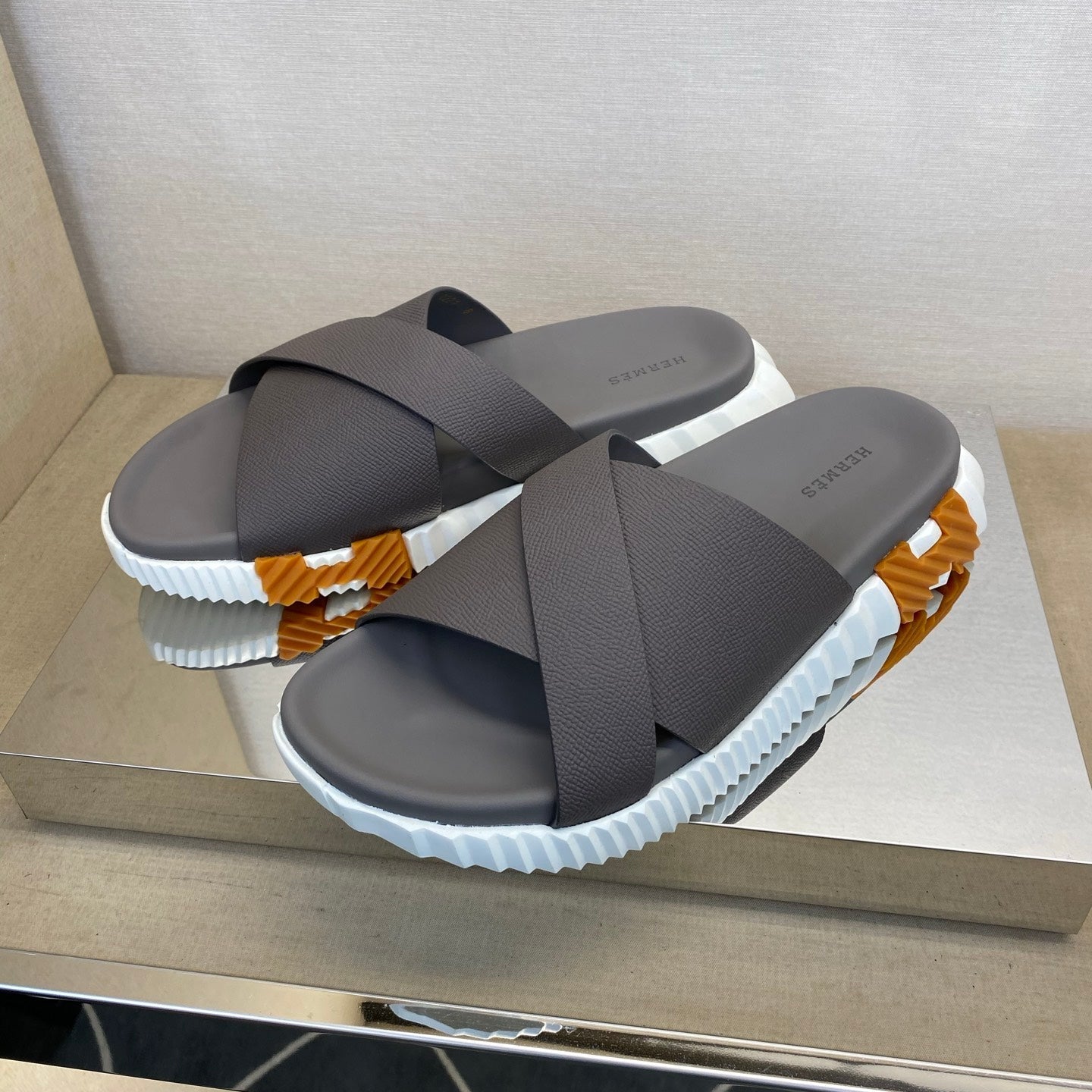 HM Men's Infra Slide Grey Calfskin 602606