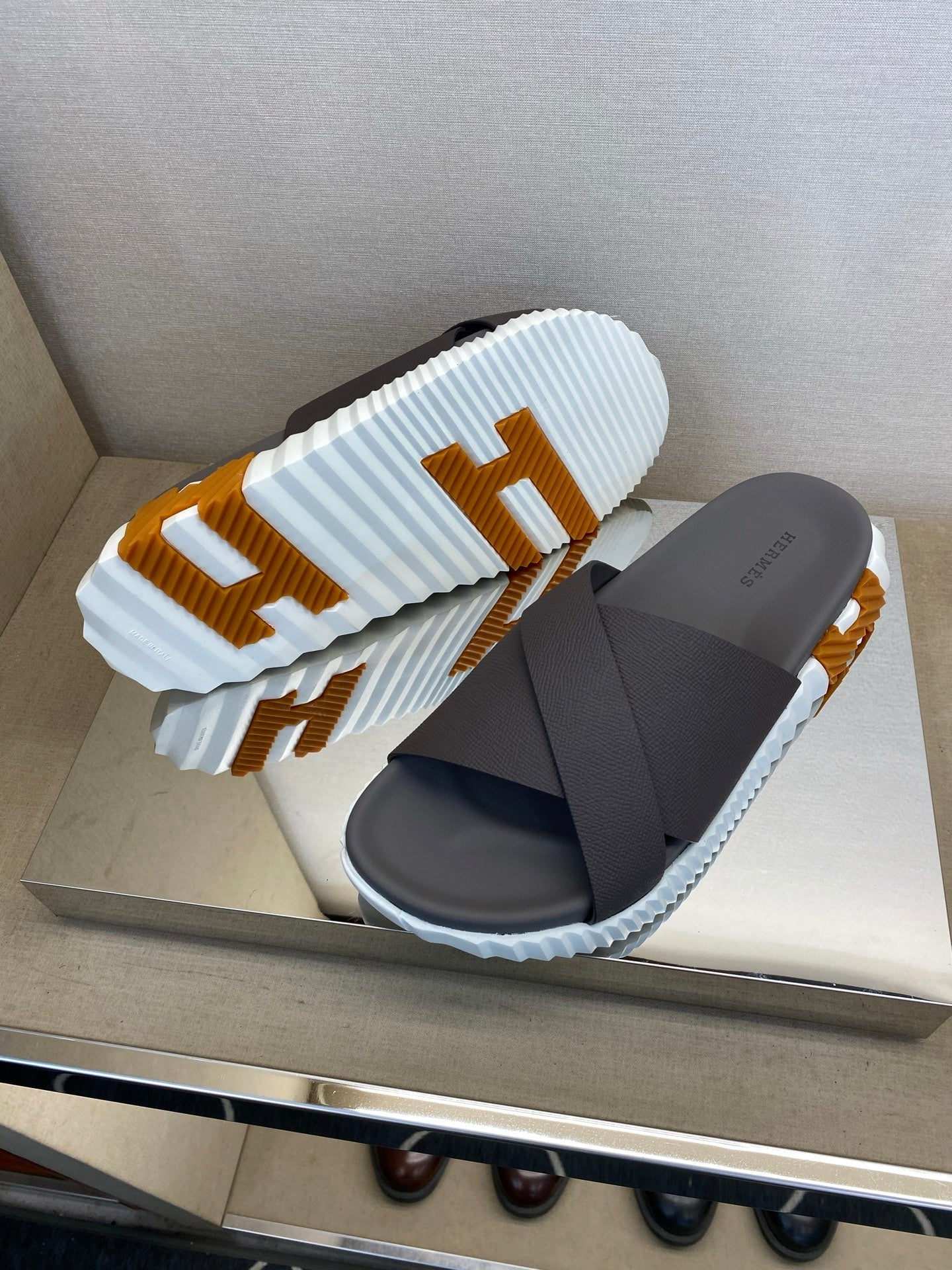 HM Men's Infra Slide Grey Calfskin 602606