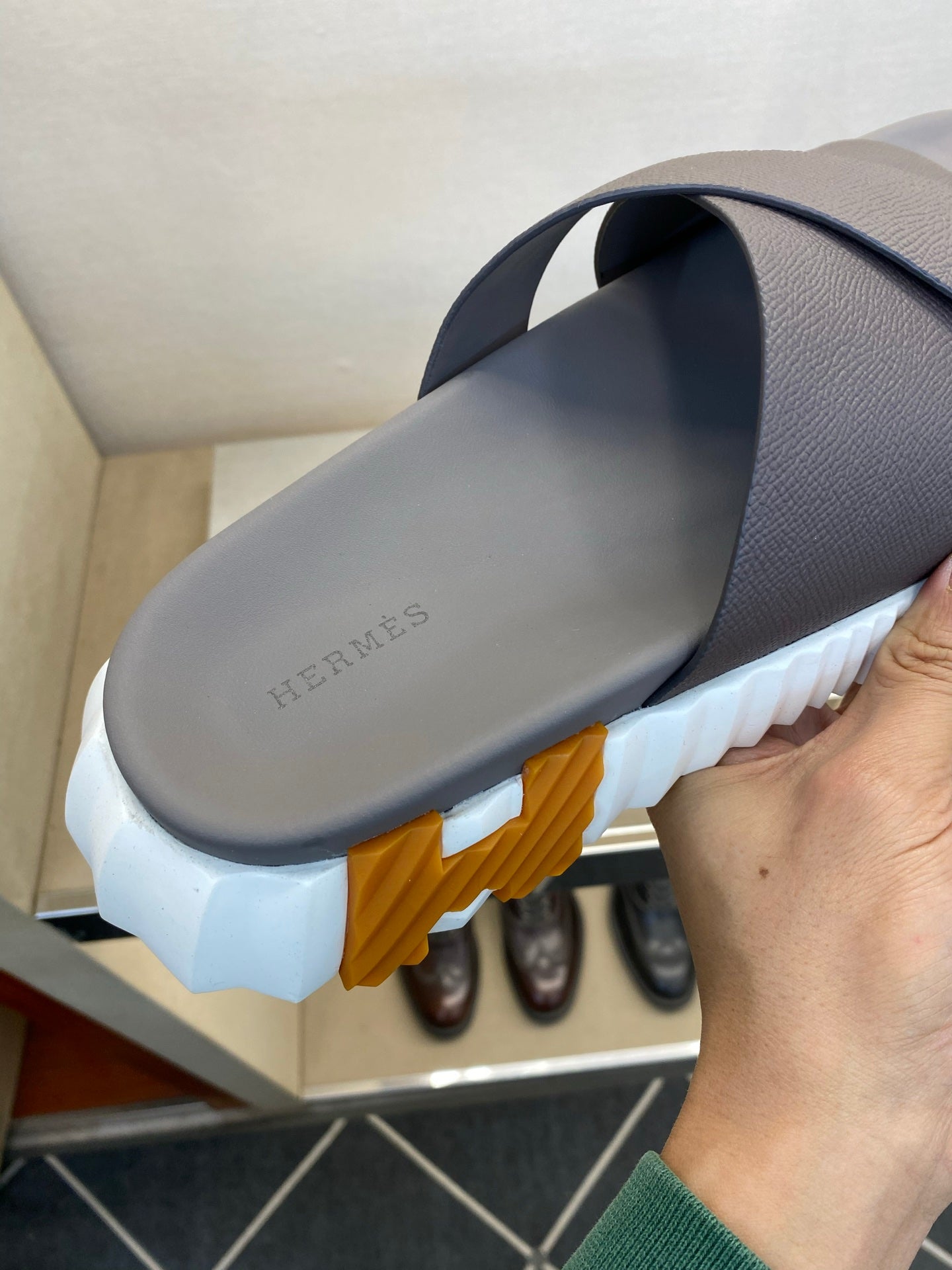 HM Men's Infra Slide Grey Calfskin 602606