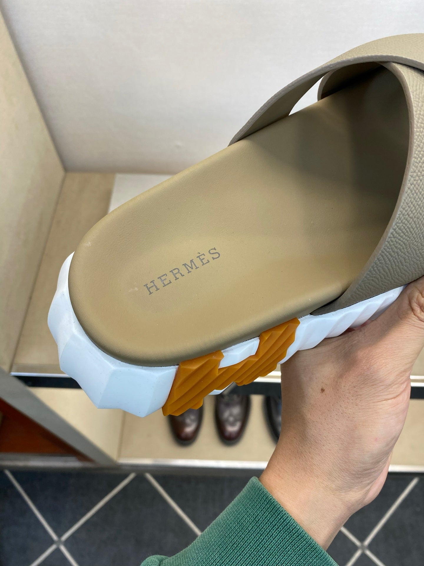 HM Men's Infra Slide Moss Green Calfskin 602608