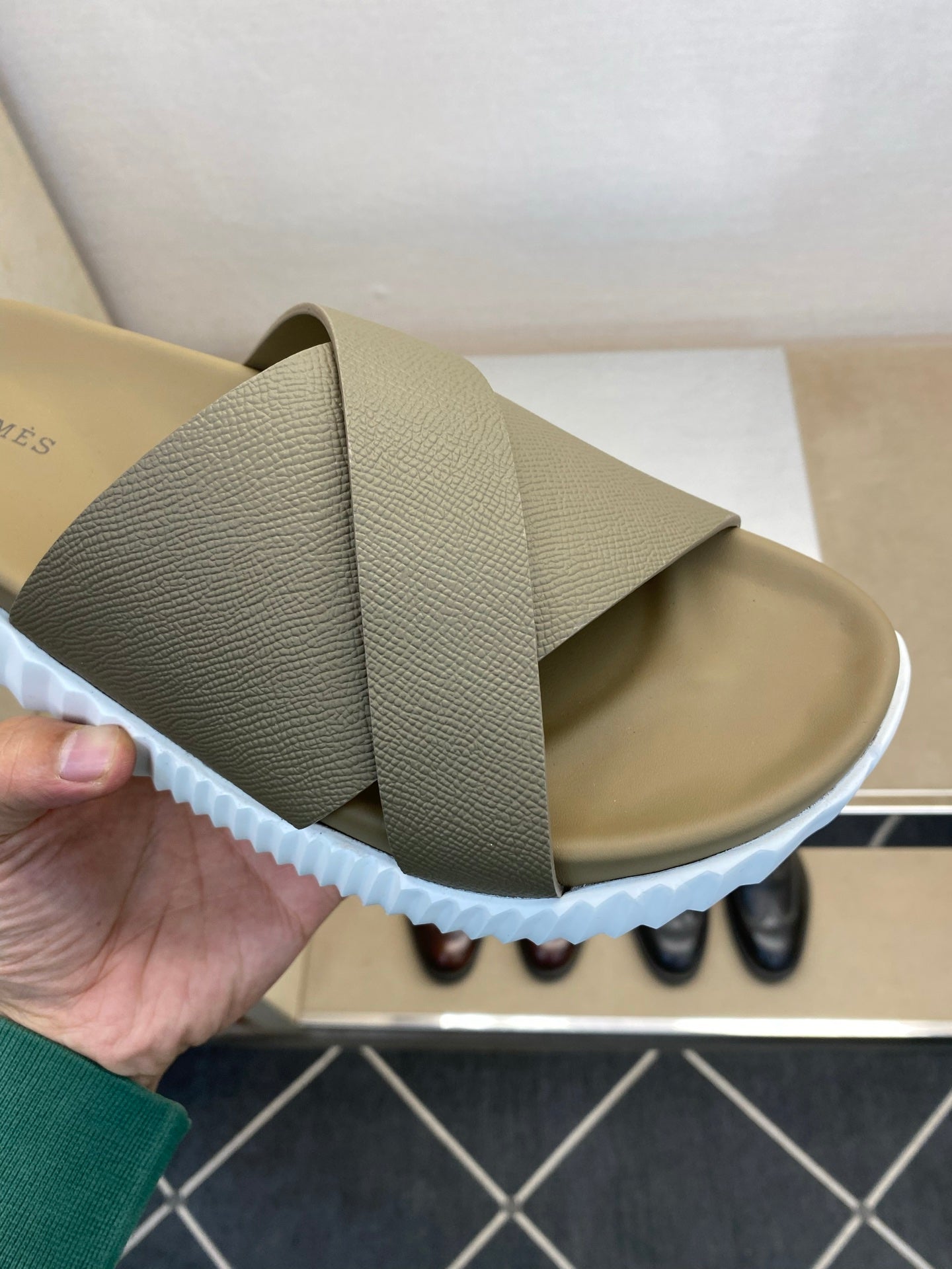 HM Men's Infra Slide Moss Green Calfskin 602608