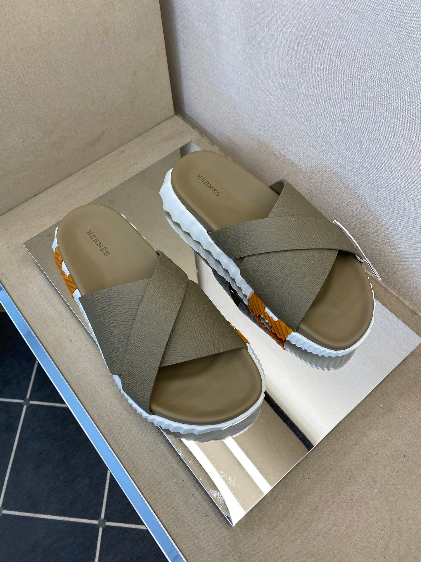 HM Men's Infra Slide Moss Green Calfskin 602608