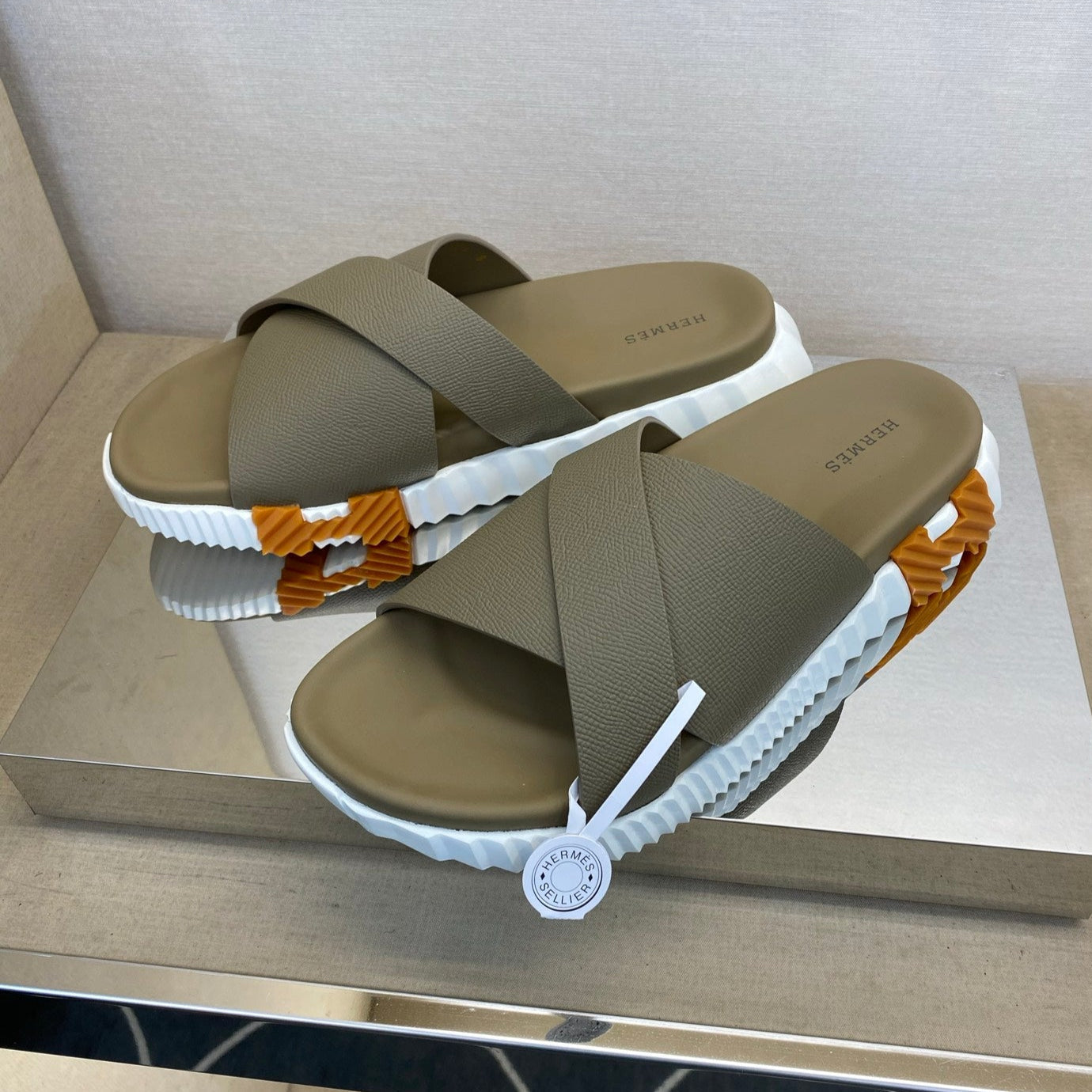 HM Men's Infra Slide Moss Green Calfskin 602608