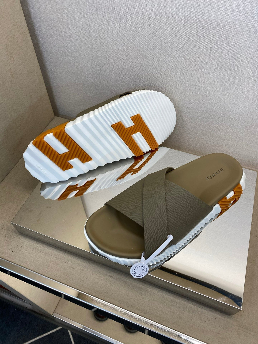 HM Men's Infra Slide Moss Green Calfskin 602608