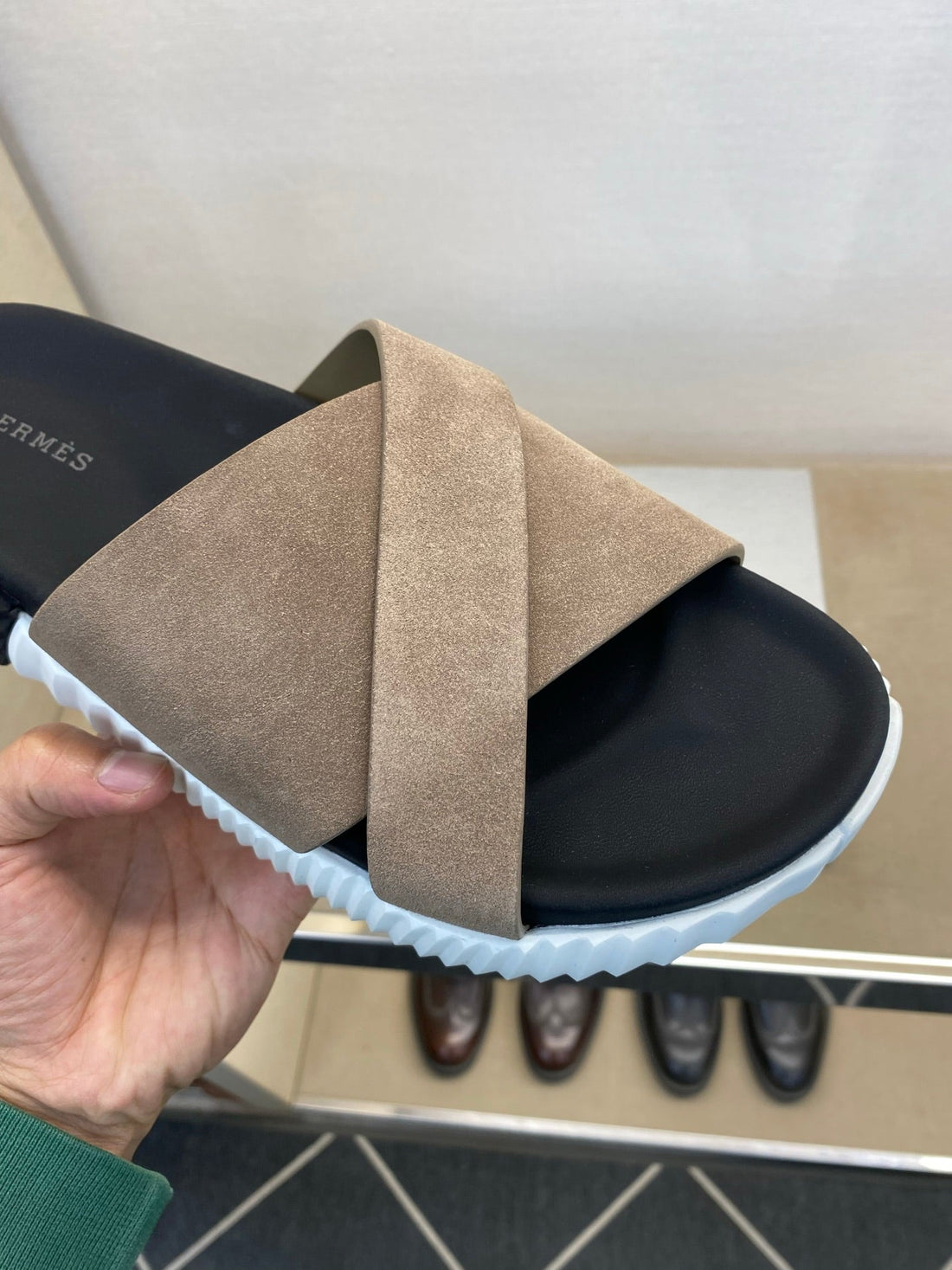 HM Men's Infra Slide Beige Calfskin 602610