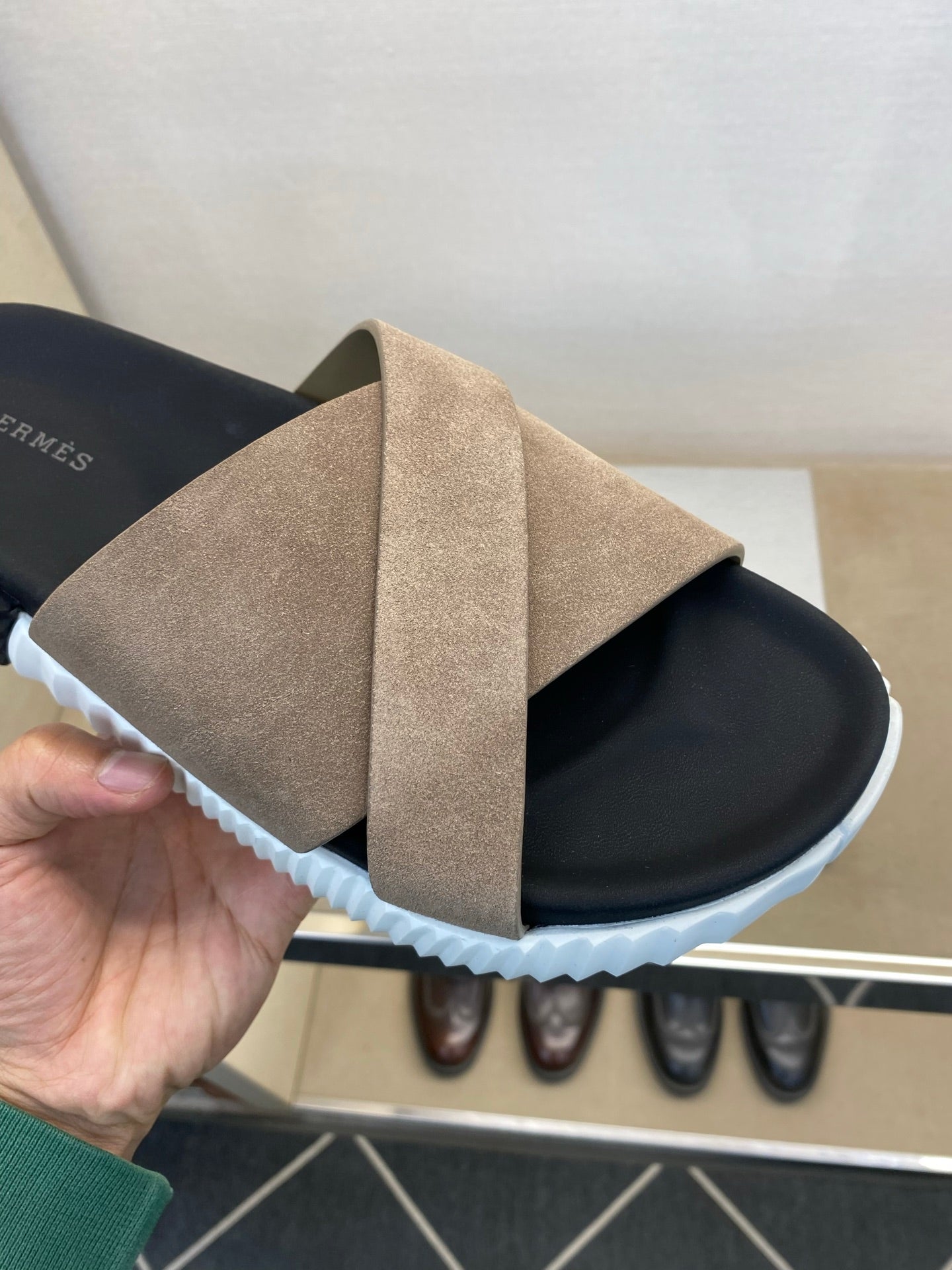 HM Men's Infra Slide Beige Calfskin 602610