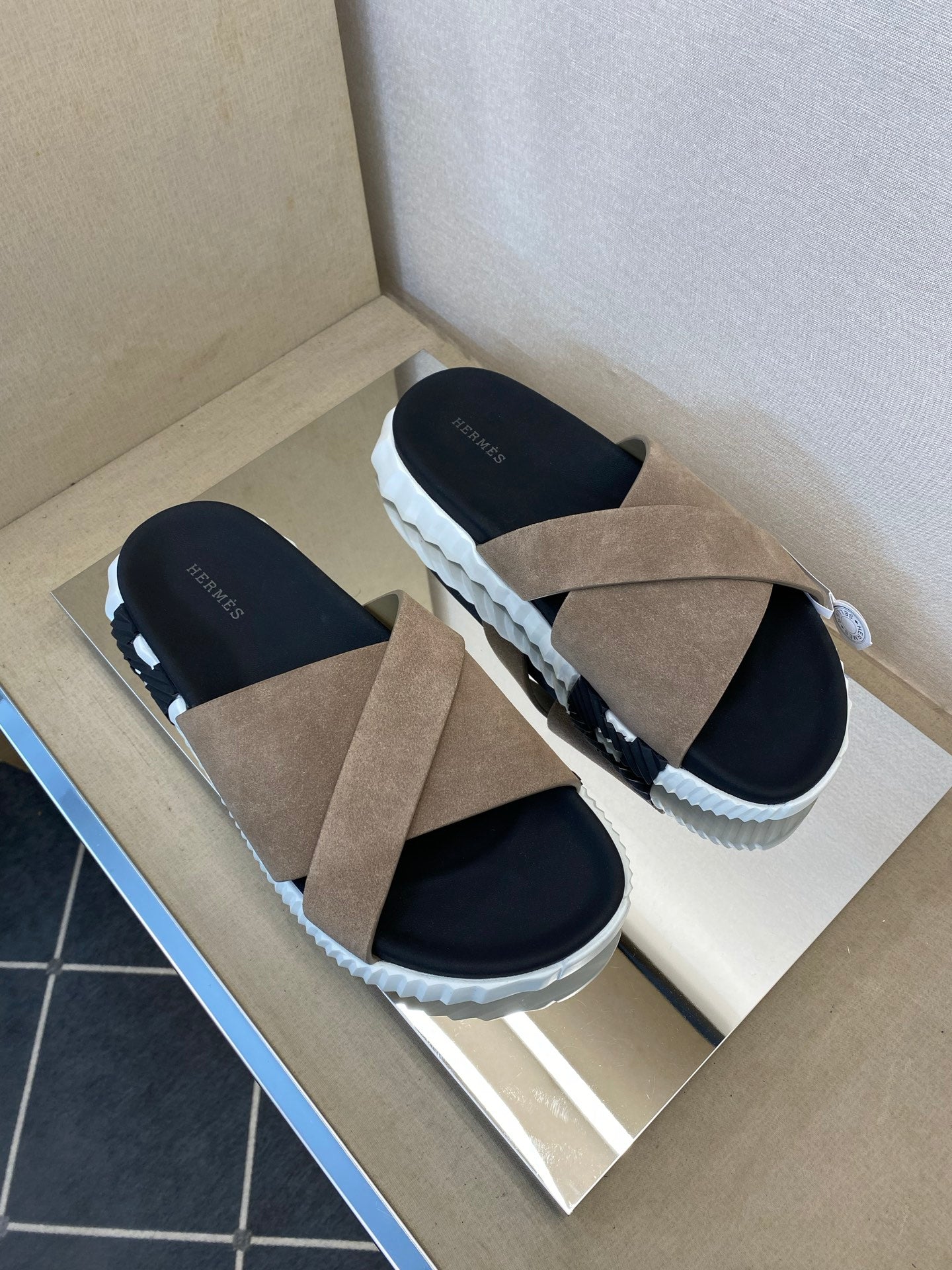 HM Men's Infra Slide Beige Calfskin 602610