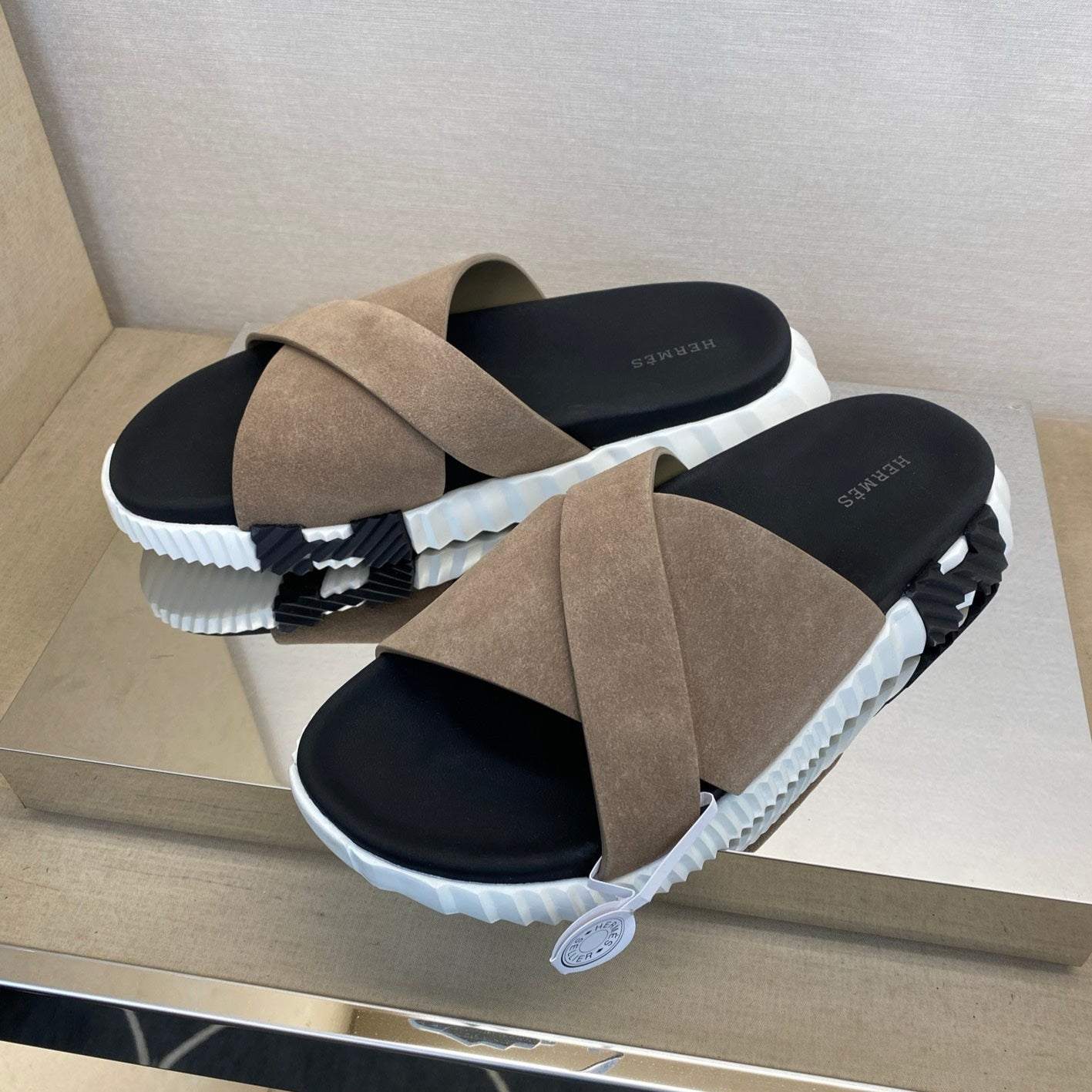 HM Men's Infra Slide Beige Calfskin 602610