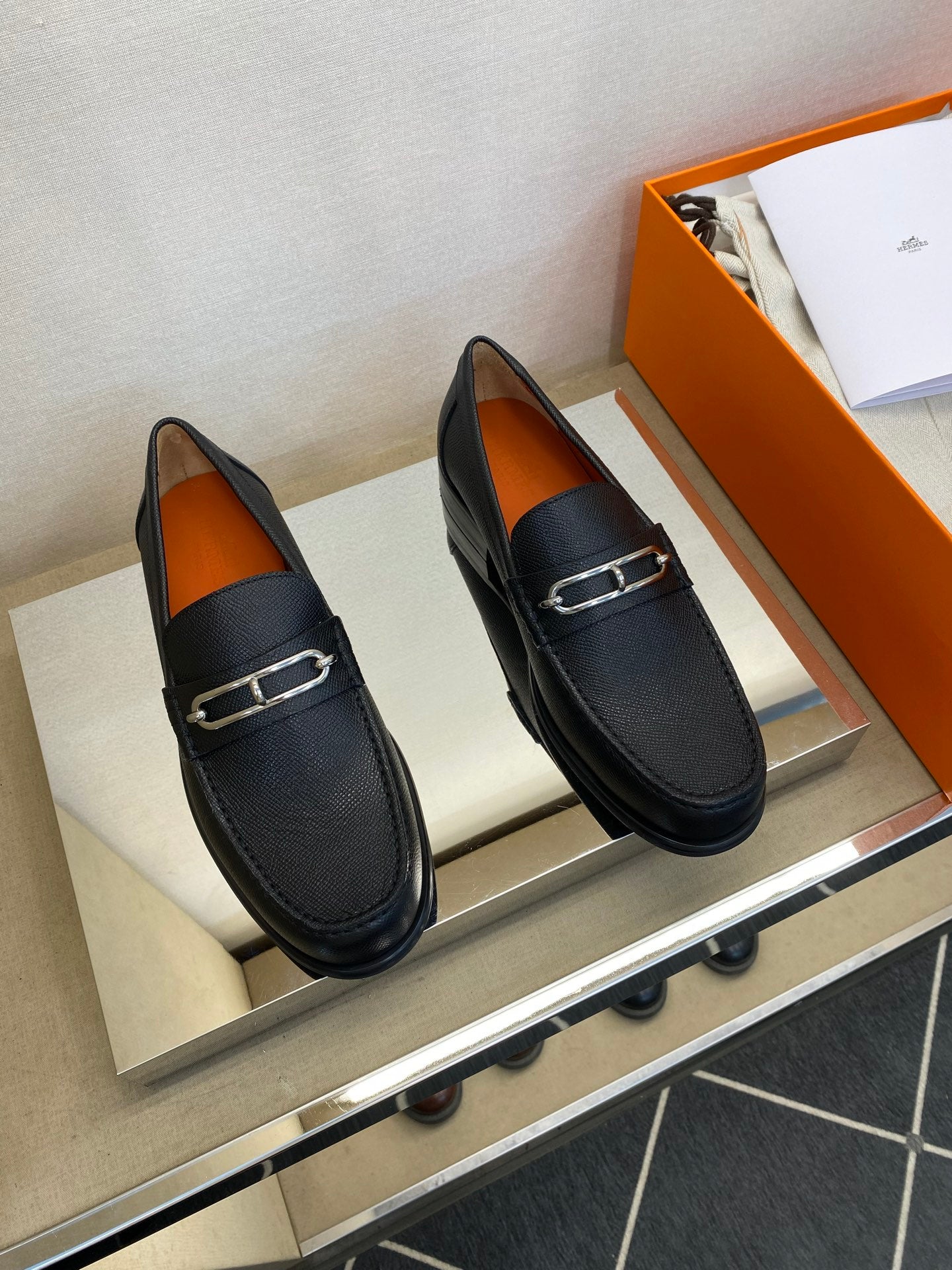 HM Men's Colette Loafer Black Embossed Calfskin 680421