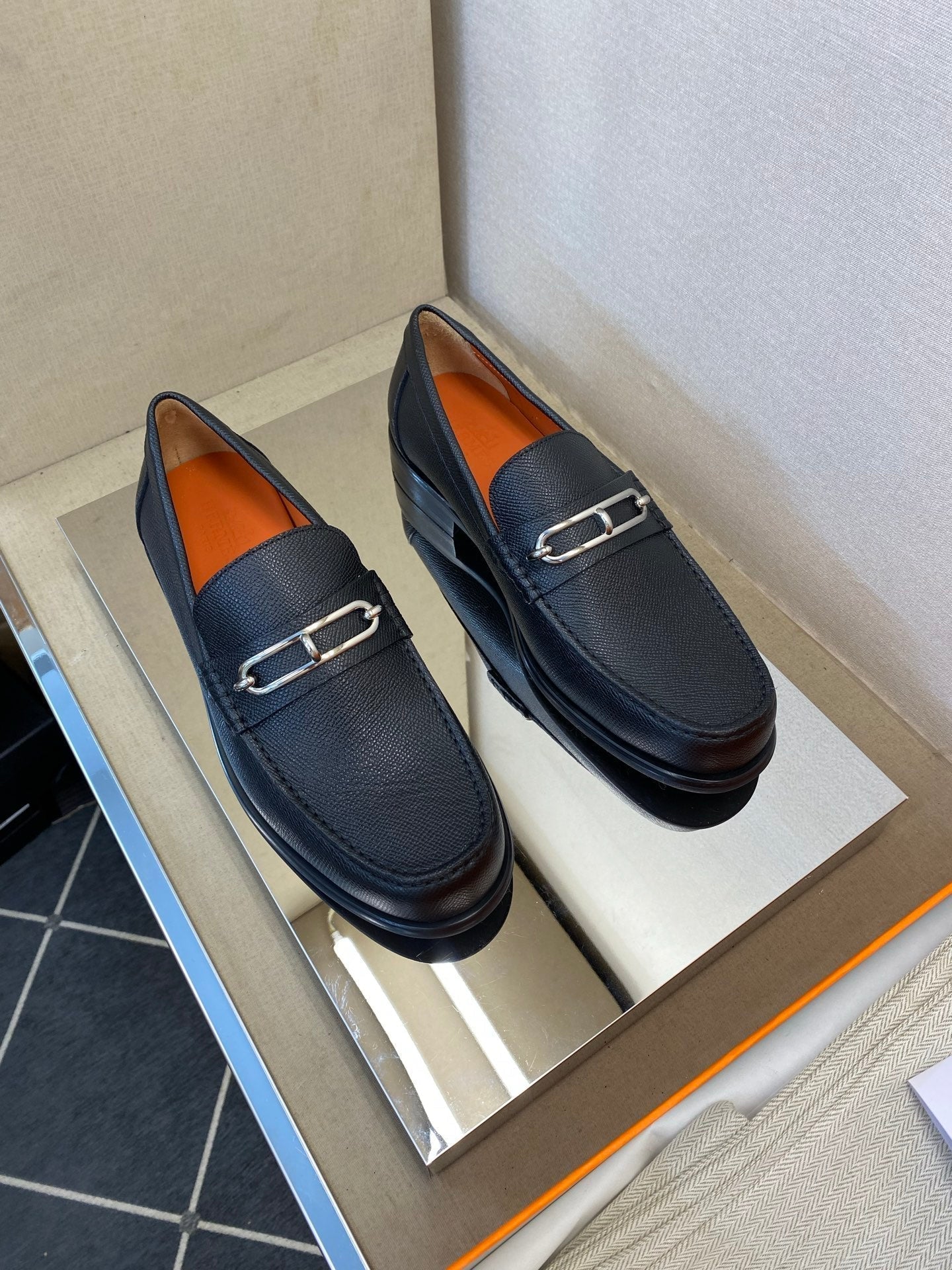 HM Men's Colette Loafer Black Embossed Calfskin 680421