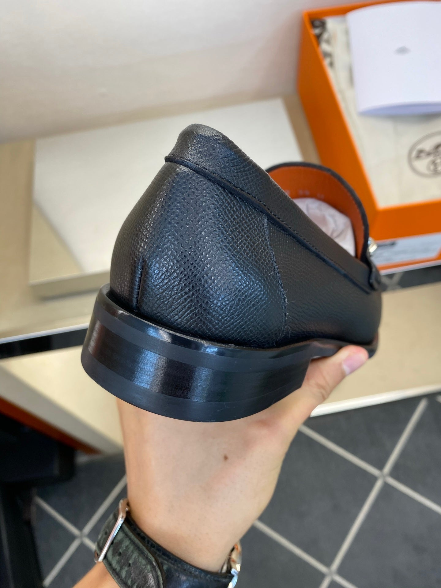 HM Men's Colette Loafer Black Embossed Calfskin 680421