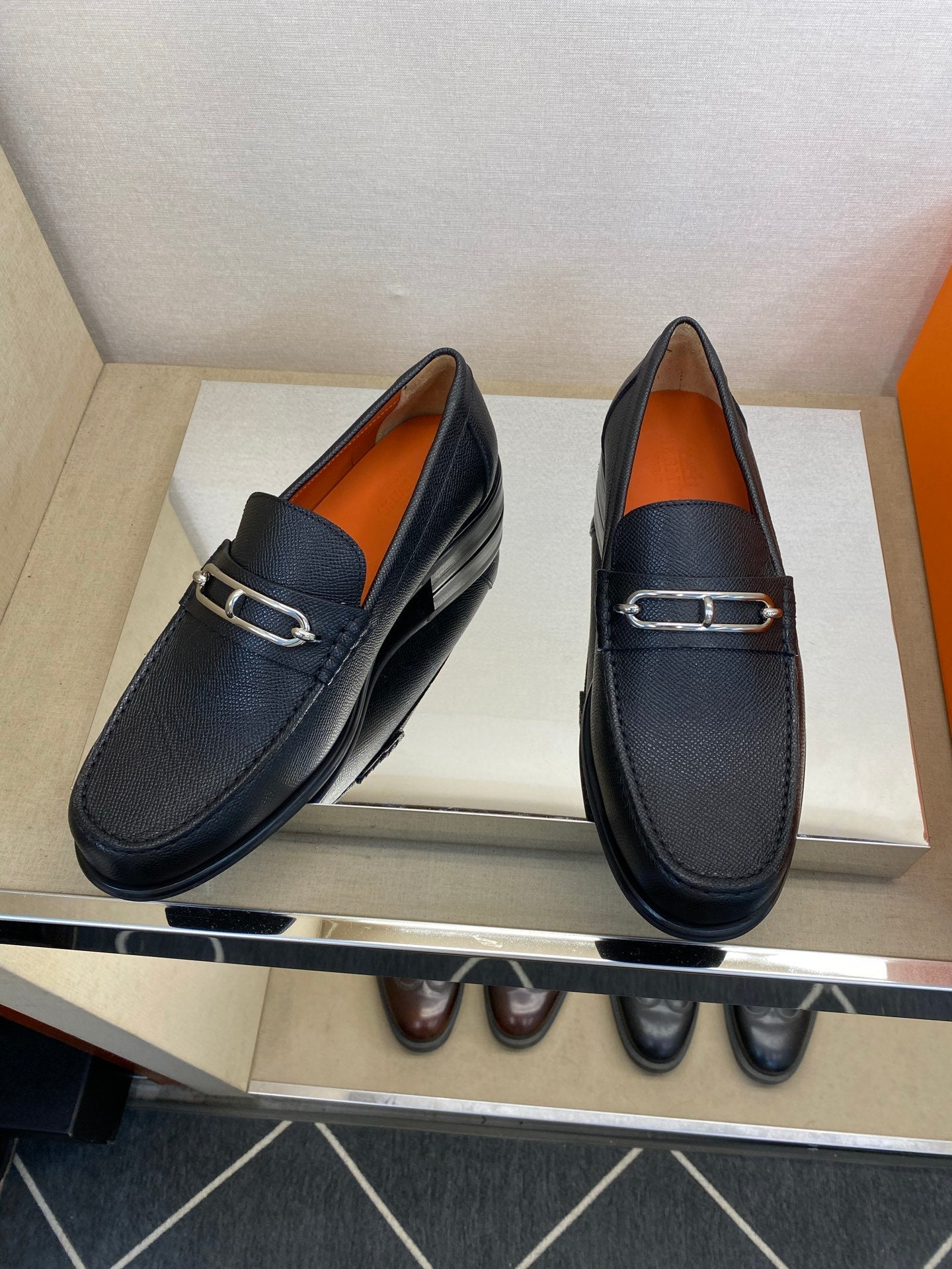 HM Men's Colette Loafer Black Embossed Calfskin 680421