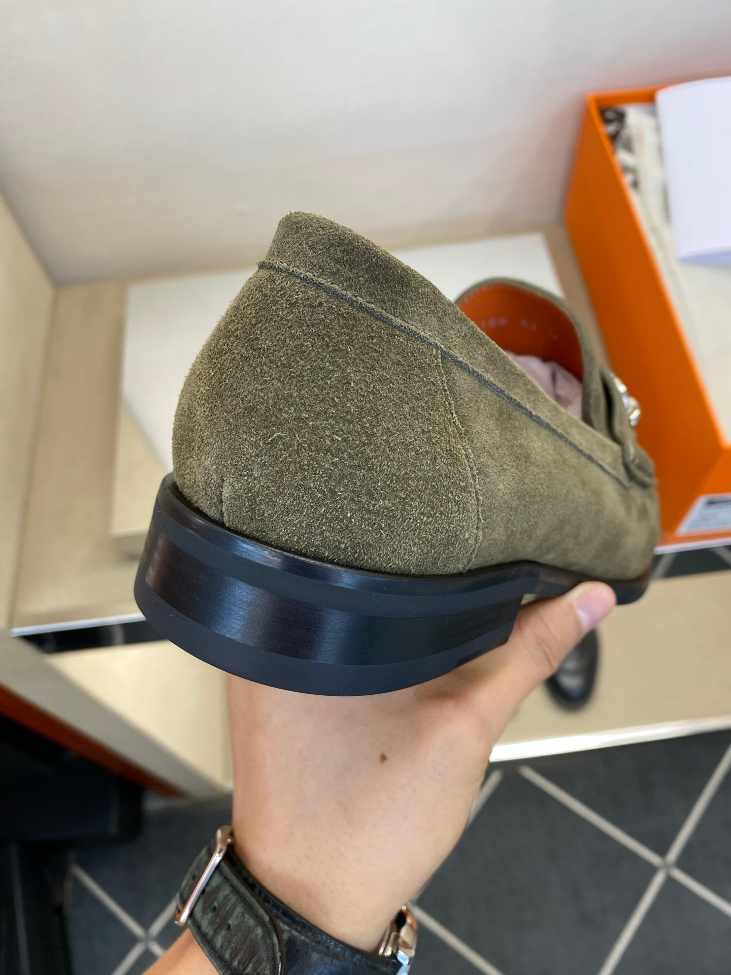 HM Men's Colette Loafer Olive Green Suede 680423