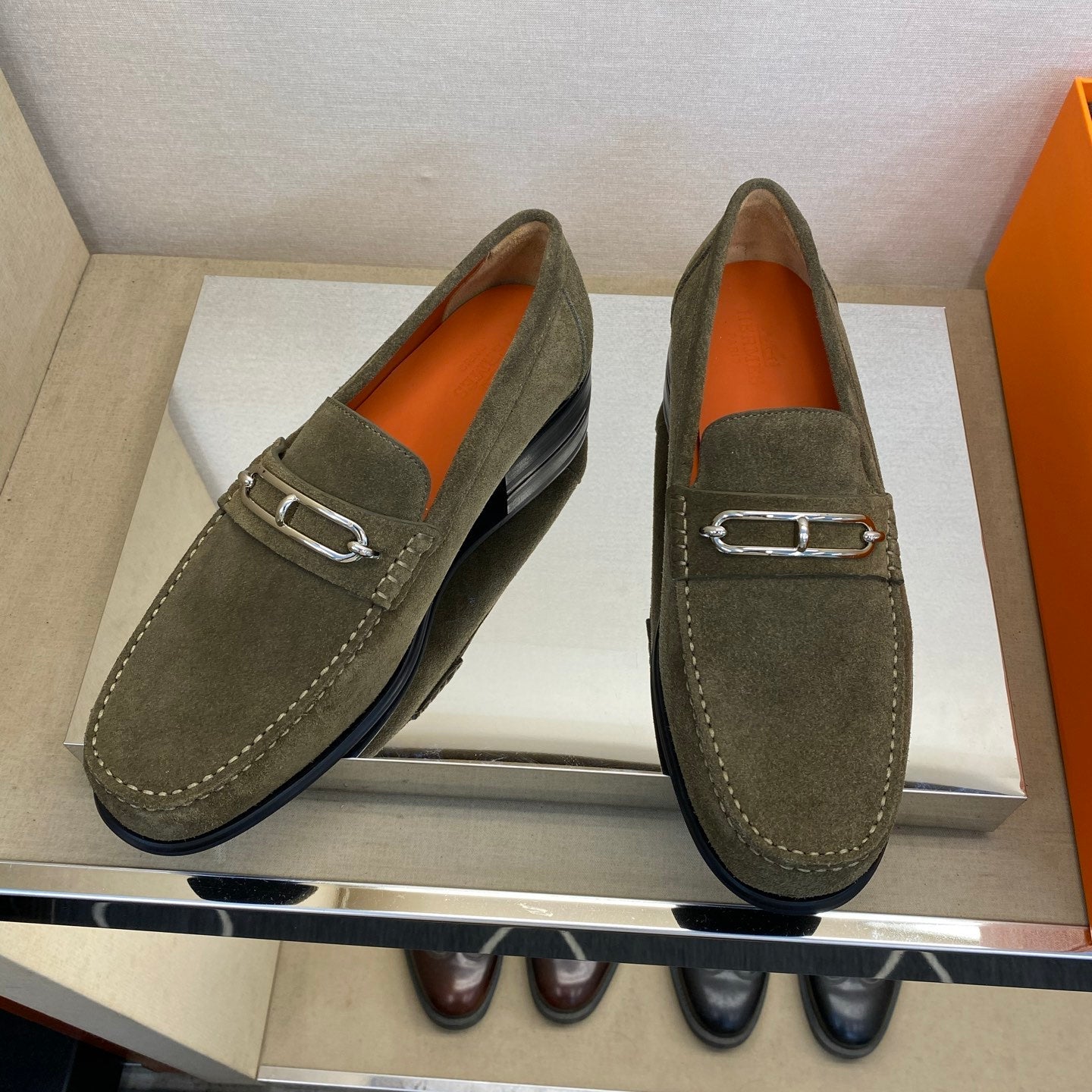 HM Men's Colette Loafer Olive Green Suede 680423